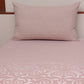 Coral Pink colored floral printed bed cover with 2 matching pillow covers made from cotton blend for queen size double bed 90x108 inch