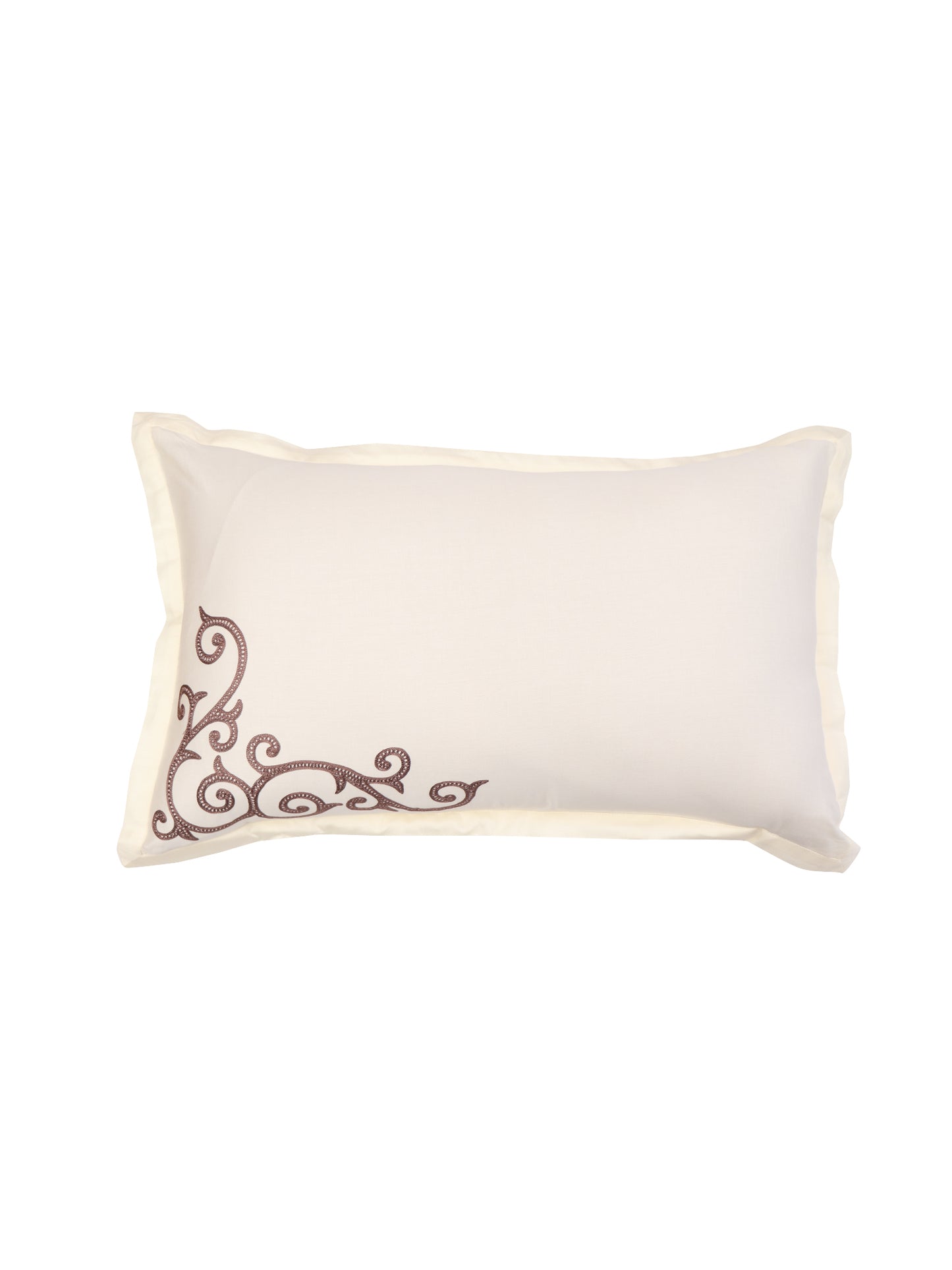 embroidered pillow sham cover in off white color