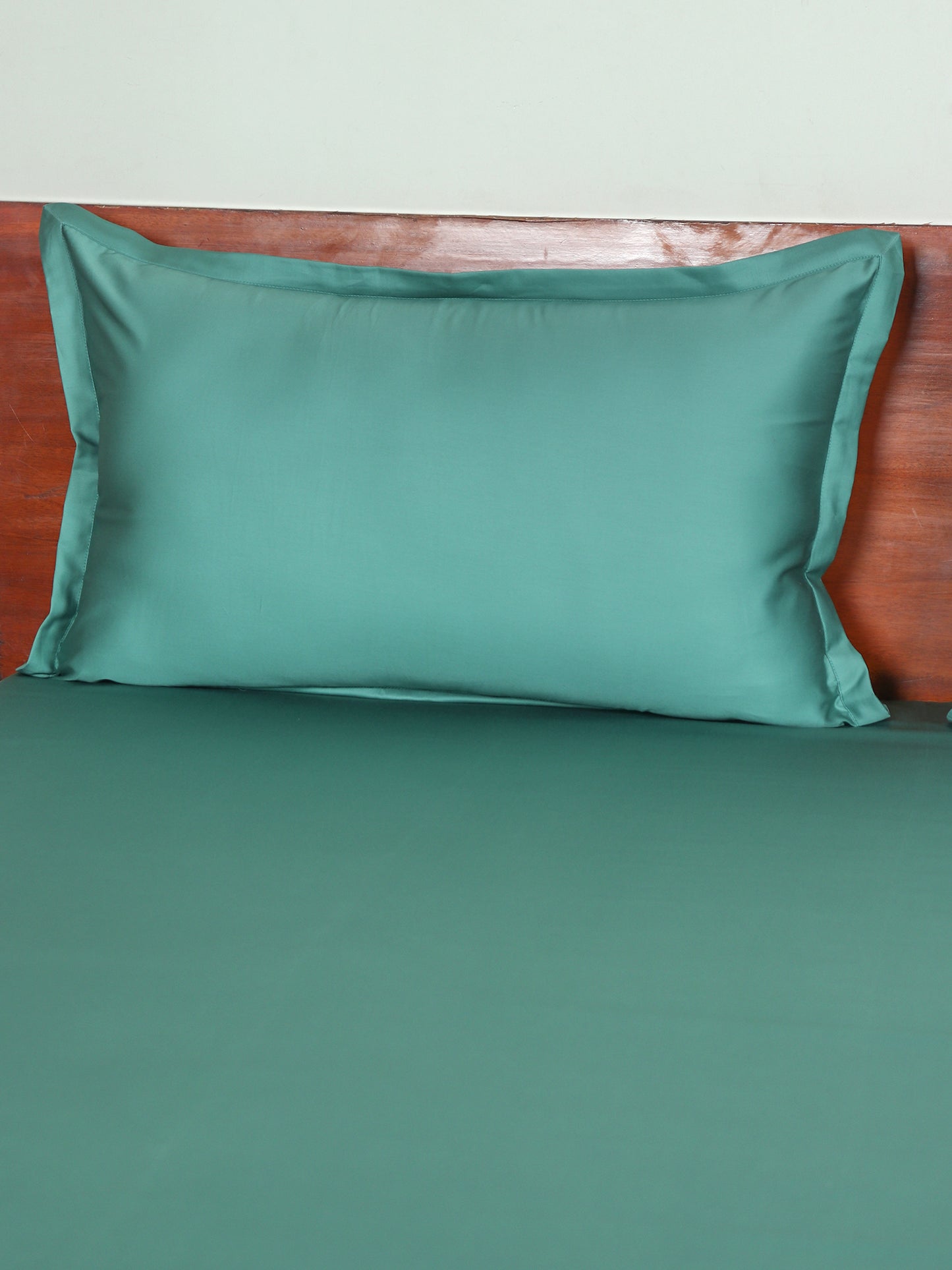 Bedsheet 100% Cotton 400TC for King Size Double Bed with Pillow Covers Green - Bedsheet 108x108inches, Pillow Covers 17x27inches