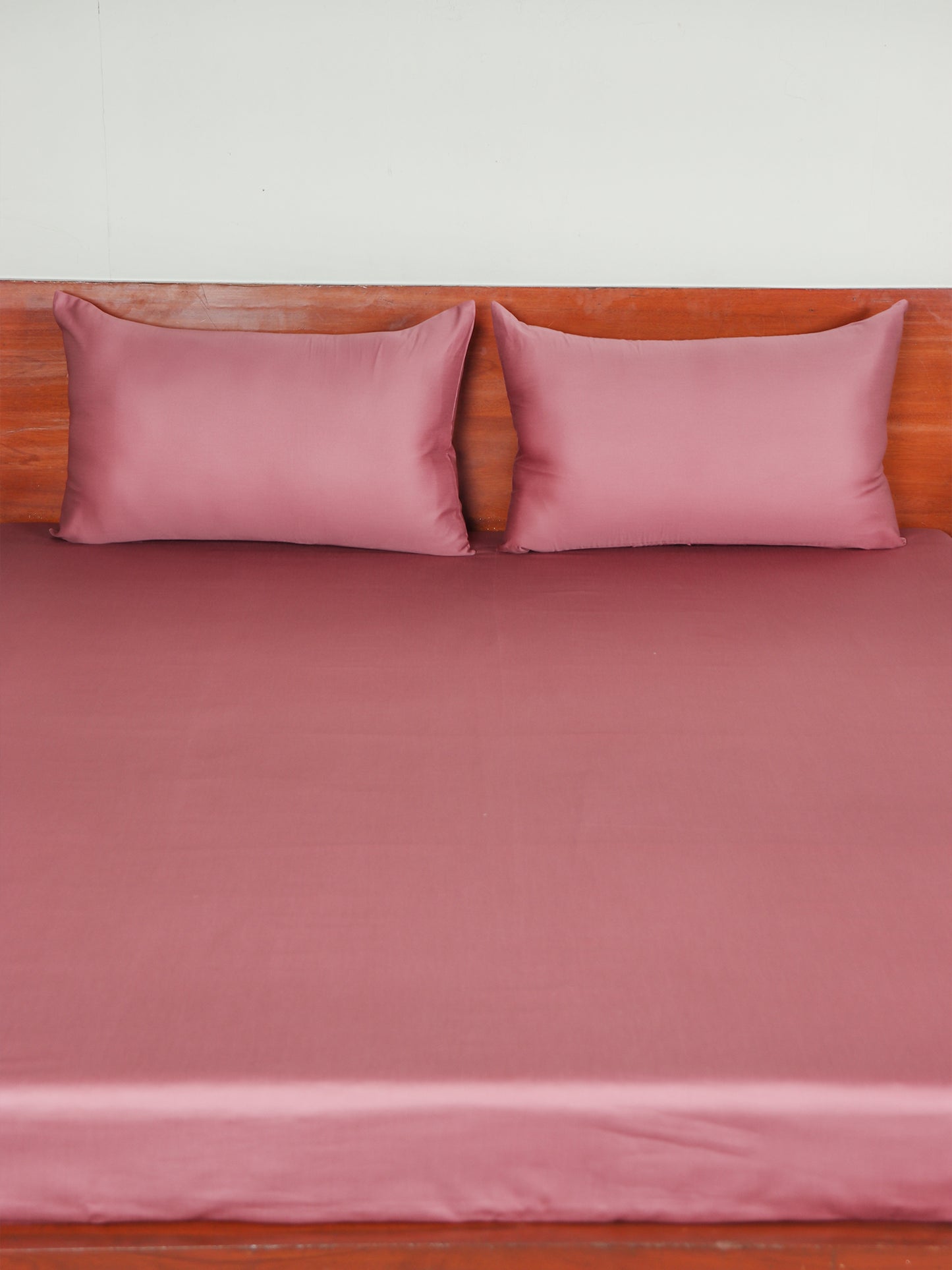 Bedsheet 100% Cotton 500TC for King Size Double Bed with Pillow Covers Dusky Pink - Bedsheet 108x108inches, Pillow Covers 17x27inches