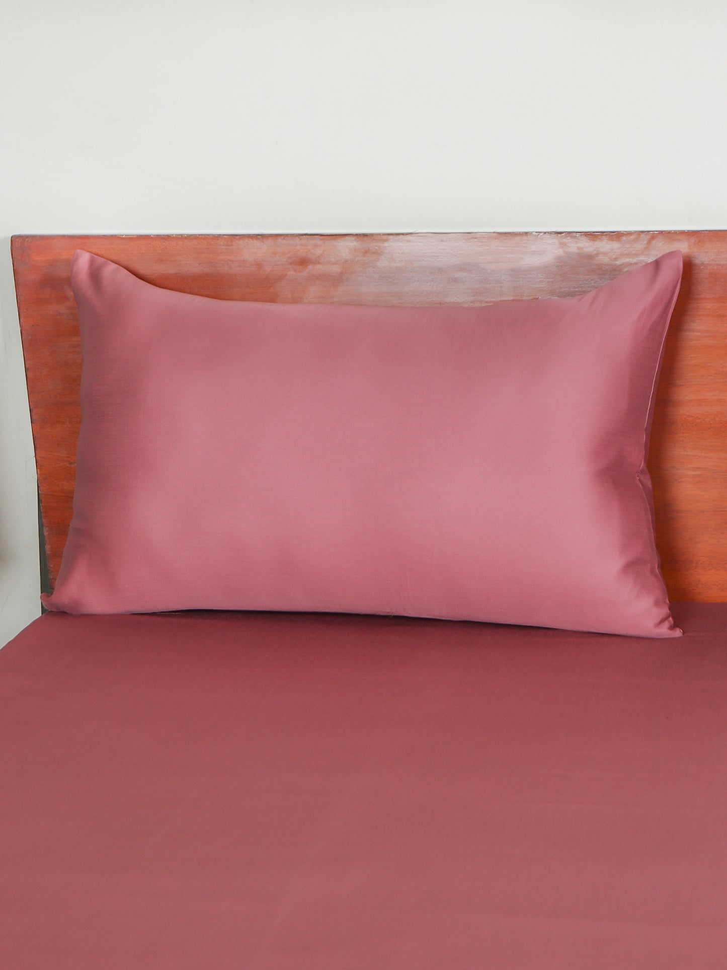 Bedsheet 100% Cotton 500TC for King Size Double Bed with Pillow Covers Dusky Pink - Bedsheet 108x108inches, Pillow Covers 17x27inches
