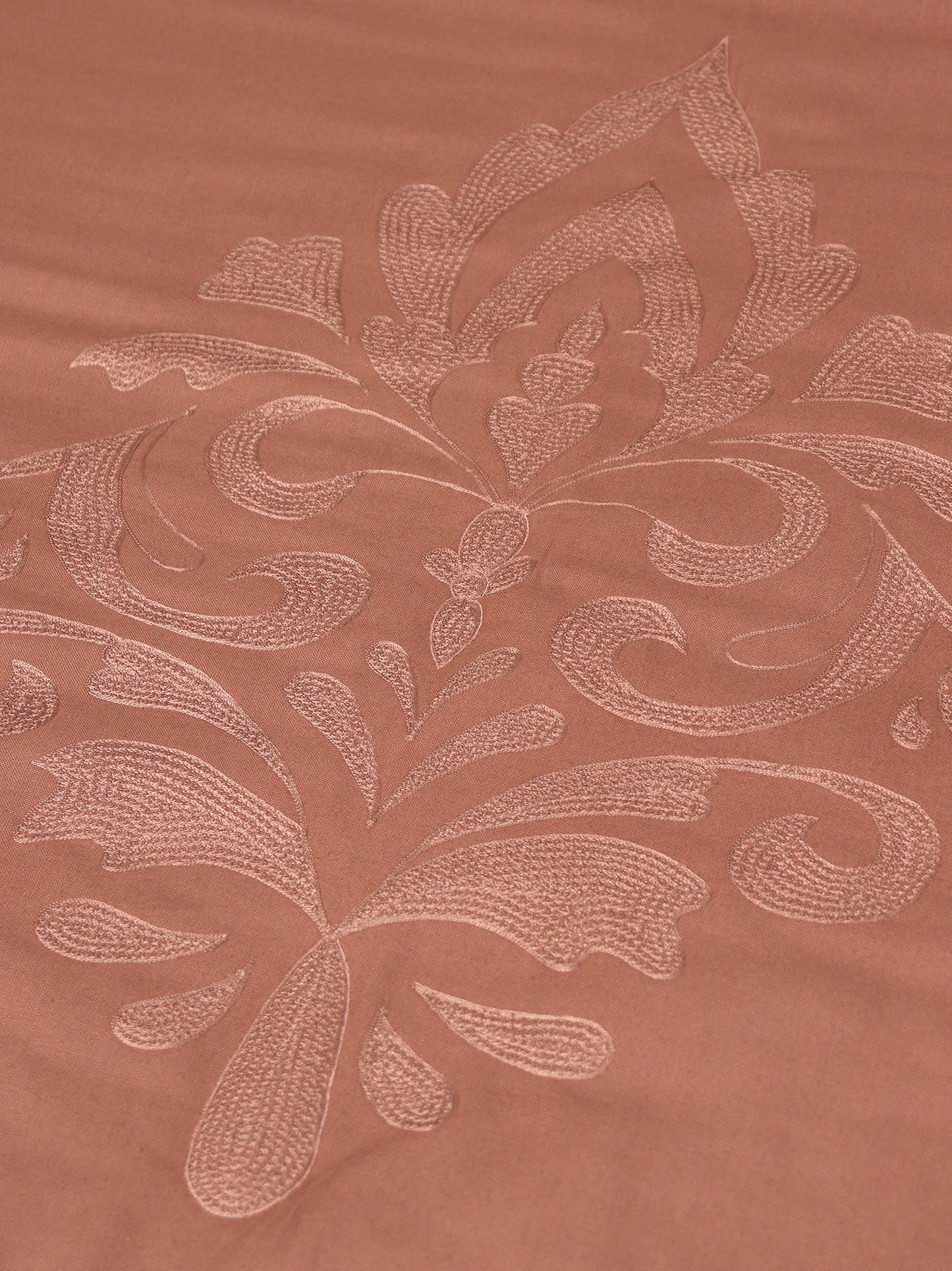 Quilt with 2 Pillow Covers Cotton Blend Motif Panels with Embroidered Coral - 90" X 108", 17" X 27"