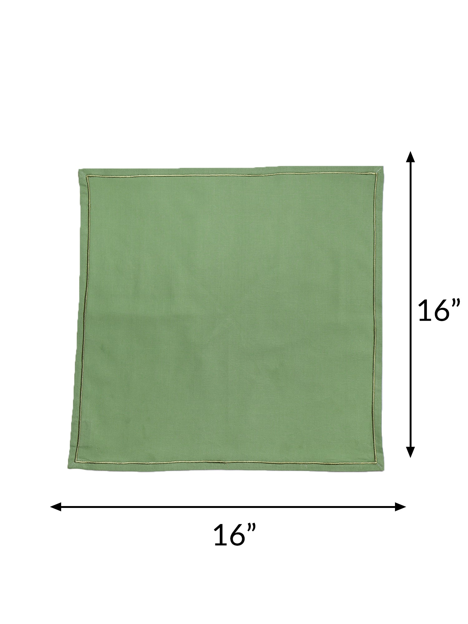 embroidered set of 6 dinner napkins in olive green color - 16x16 inch