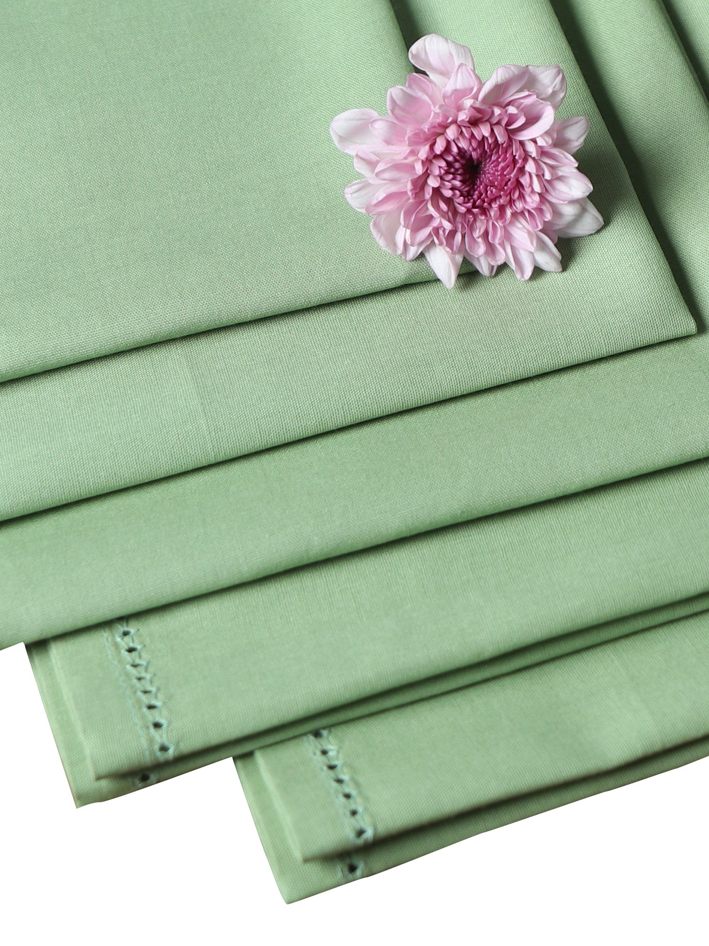 fagotting embroidered set of 6 dinner napkins in olive green color - 16x16 inch