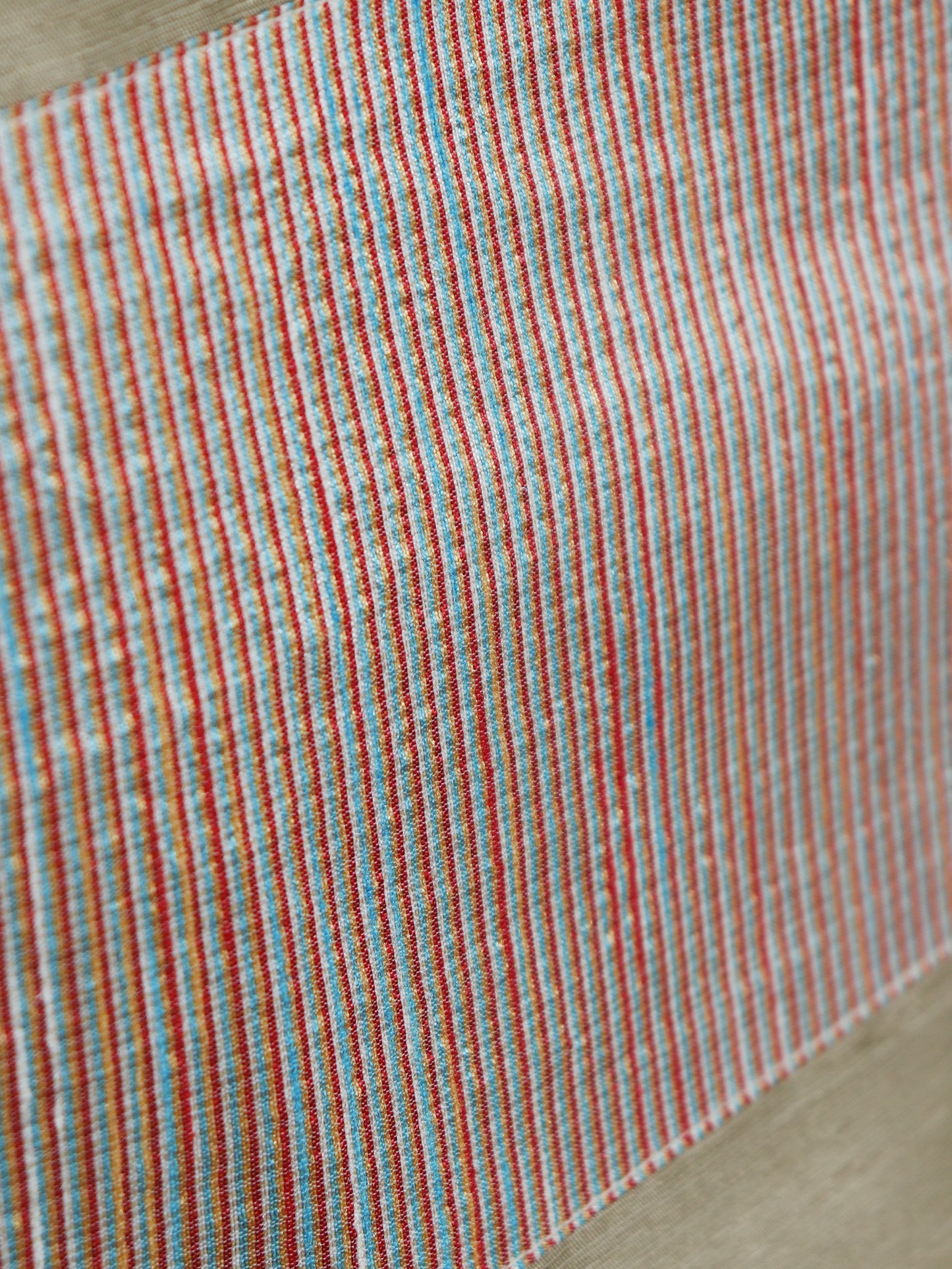 Table Cover Patchwork and Jeans Stitch Panel of Silk and Tassles | Polyester Light Beige Heat Resistant Table Cover for Kitchen Table/Dining Table Cloth, 52 X 84 Inches; 130 cm X 210 cm