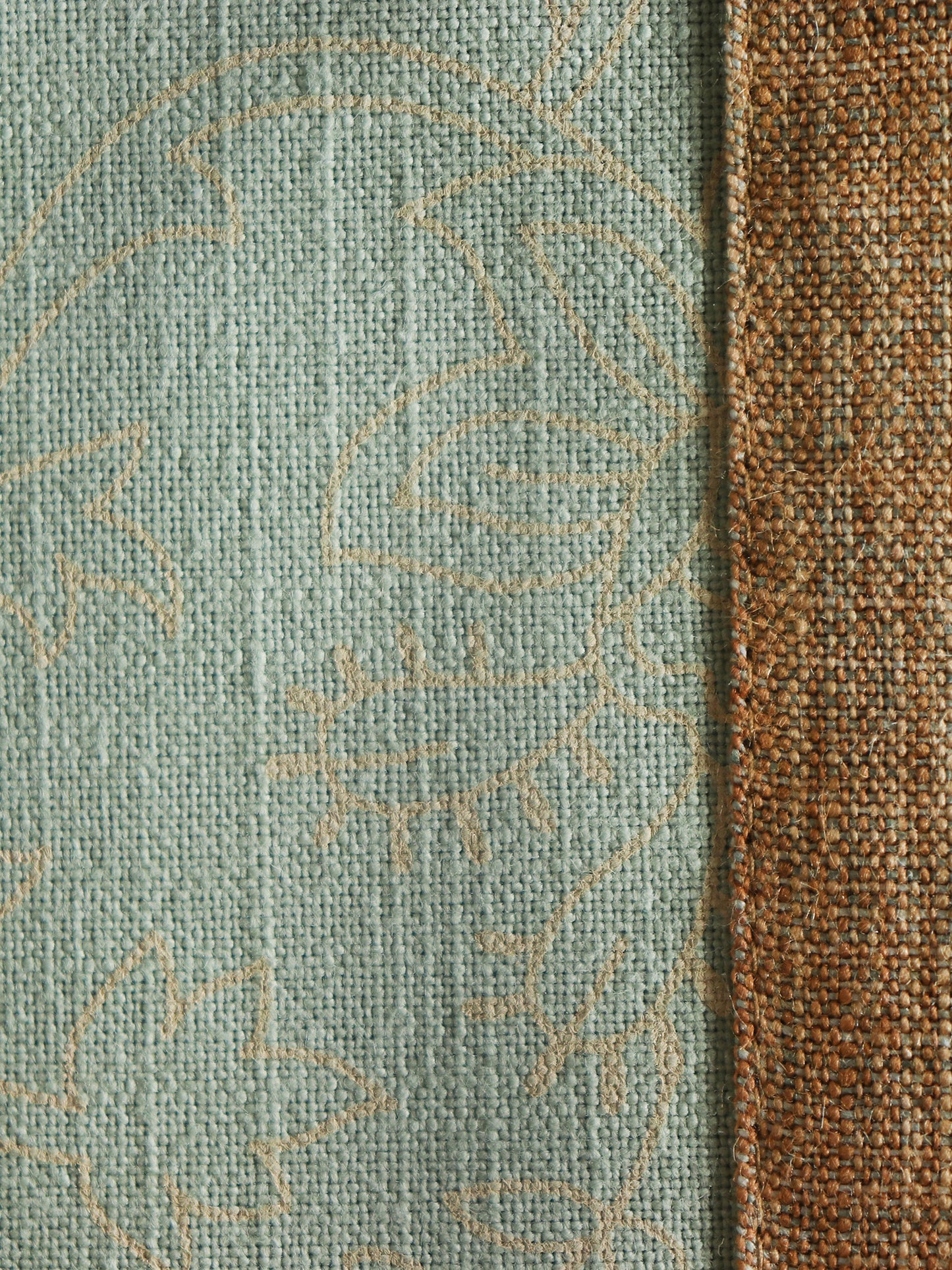 Table Cover with Panel Border and Self Textured Floral Pattern | Cotton Blend - Green Brown | Heat Resistant Cover for Kitchen Table/Dining Table Cloth, 52 X 84 Inches; 130 cm X 210 cm