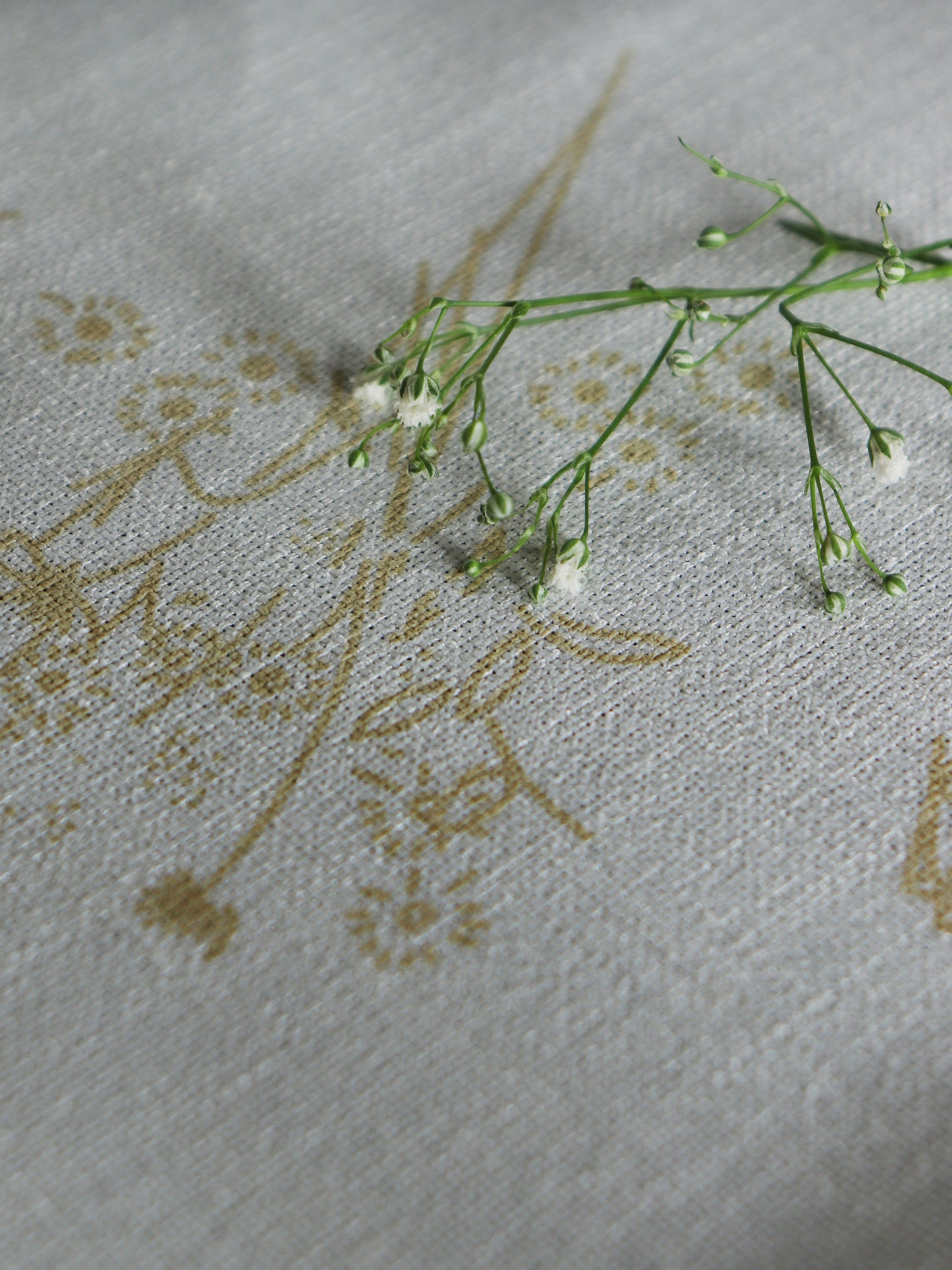 Table Cover with Panel Border and Self Textured Floral Pattern | Cotton Blend - Offwhite and Gold | Heat Resistant Kitchen Table/Dining Table Cloth, 52 X 84 Inches; 130 cm X 210 cm