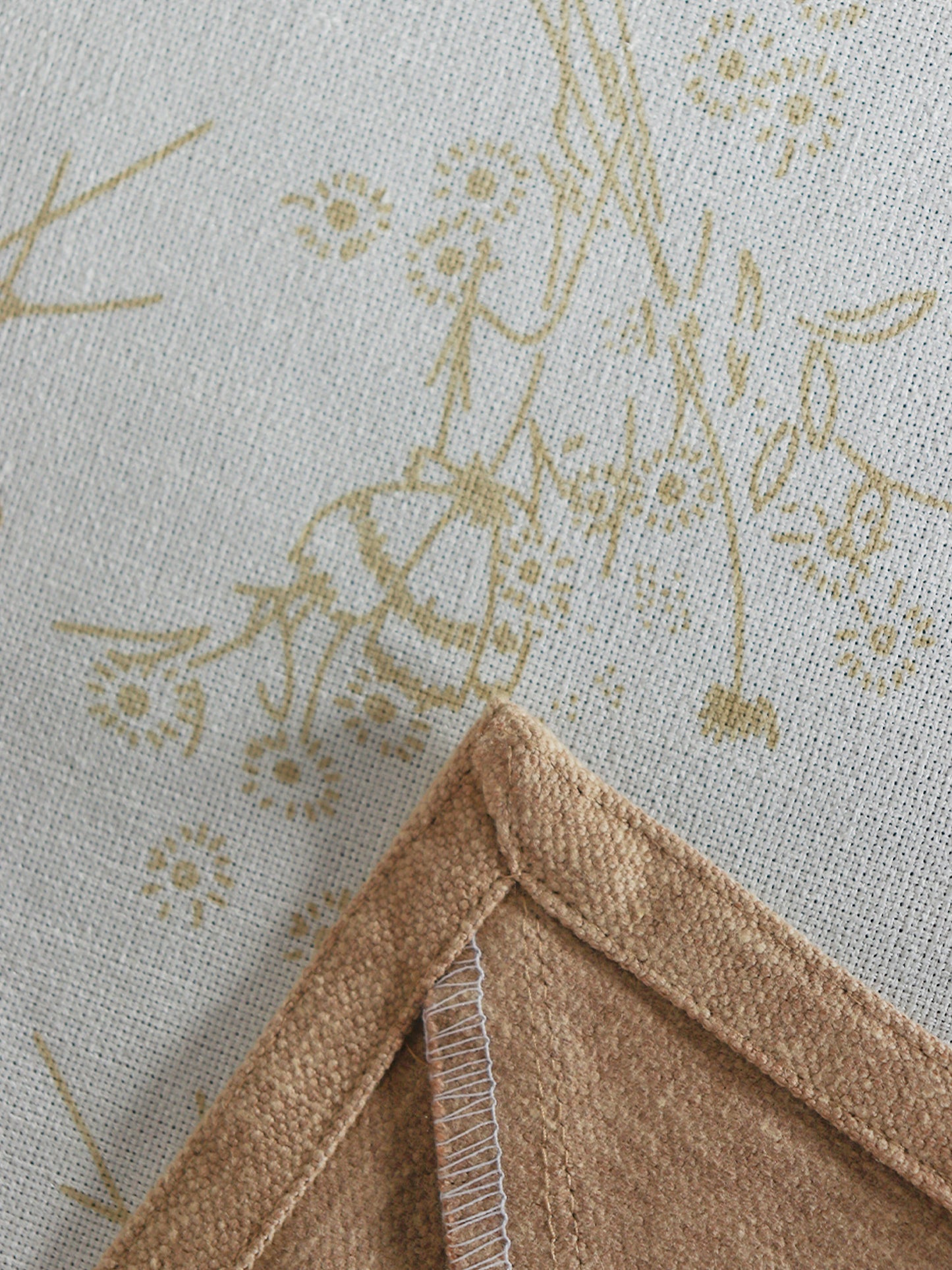 Table Cover with Panel Border and  Self Textured Floral Pattern | Cotton Blend - Off White and Gold - 52in x 84in
