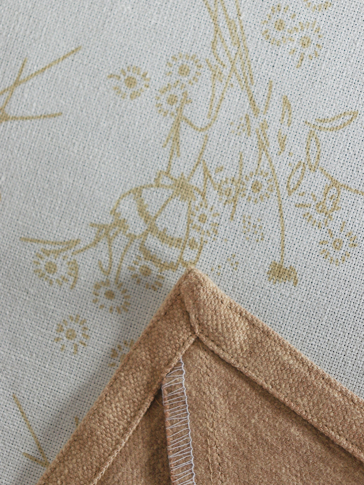 Table Cover with Panel Border and Self Textured Floral Pattern | Cotton Blend - Offwhite and Gold | Heat Resistant Kitchen Table/Dining Table Cloth, 52 X 84 Inches; 130 cm X 210 cm