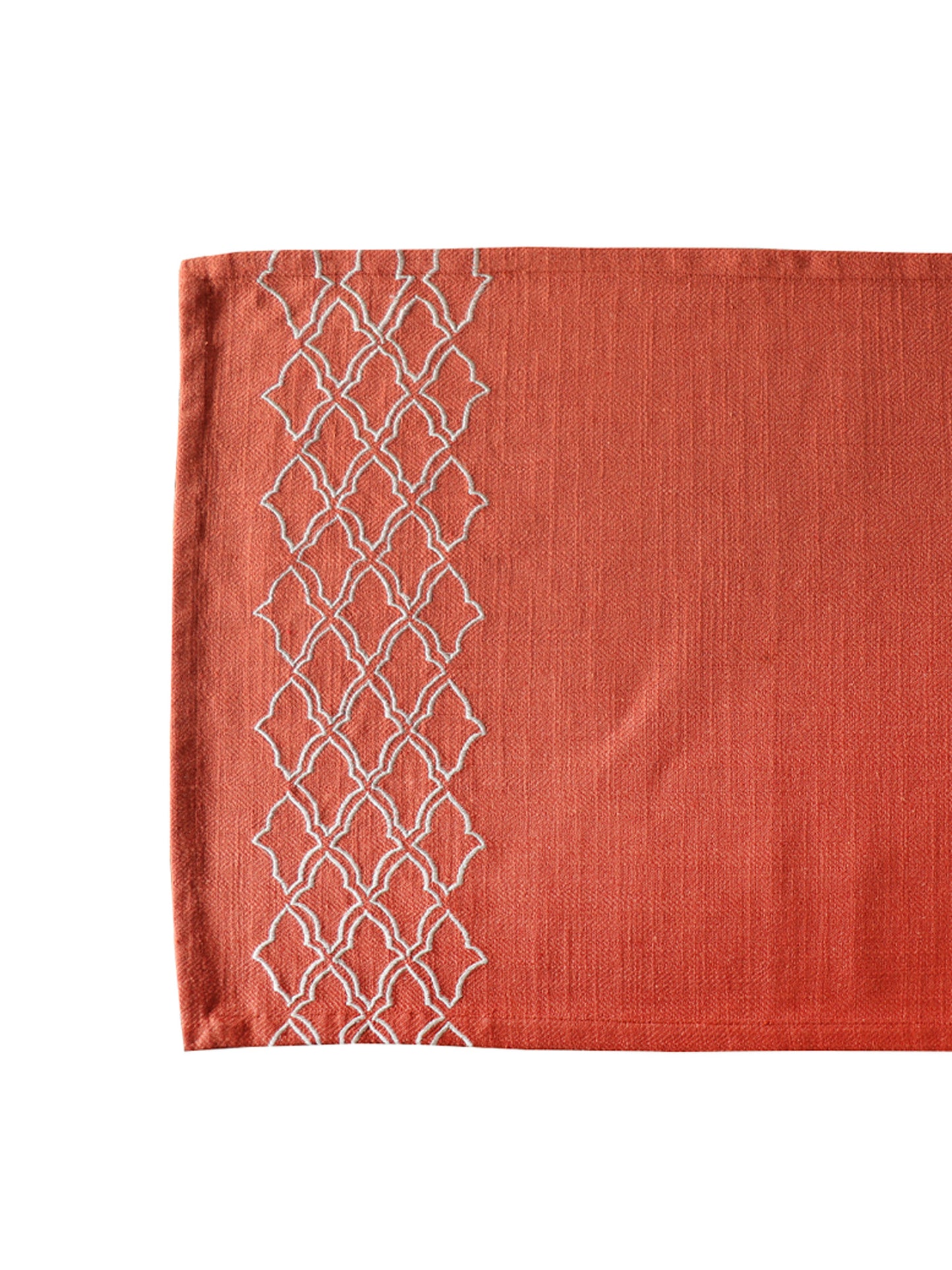 Embroidered Placemat/Tablemats and Napkins Set | Dinner Table Mats/Napkins | Polycanvas - Rust | Set of 6 Mats 13x19 in & Set of 6 Dining Napkins 16x16in | (33x48 cms, 40x40 cms)