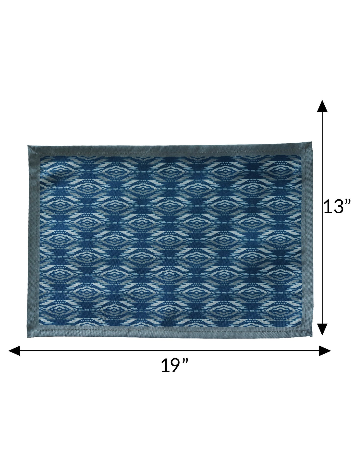 Printed Tablemats and Napkins Set Polycanvas - Blue Set of 6 Mats 13x19 in & 6 Napkins 16x16in