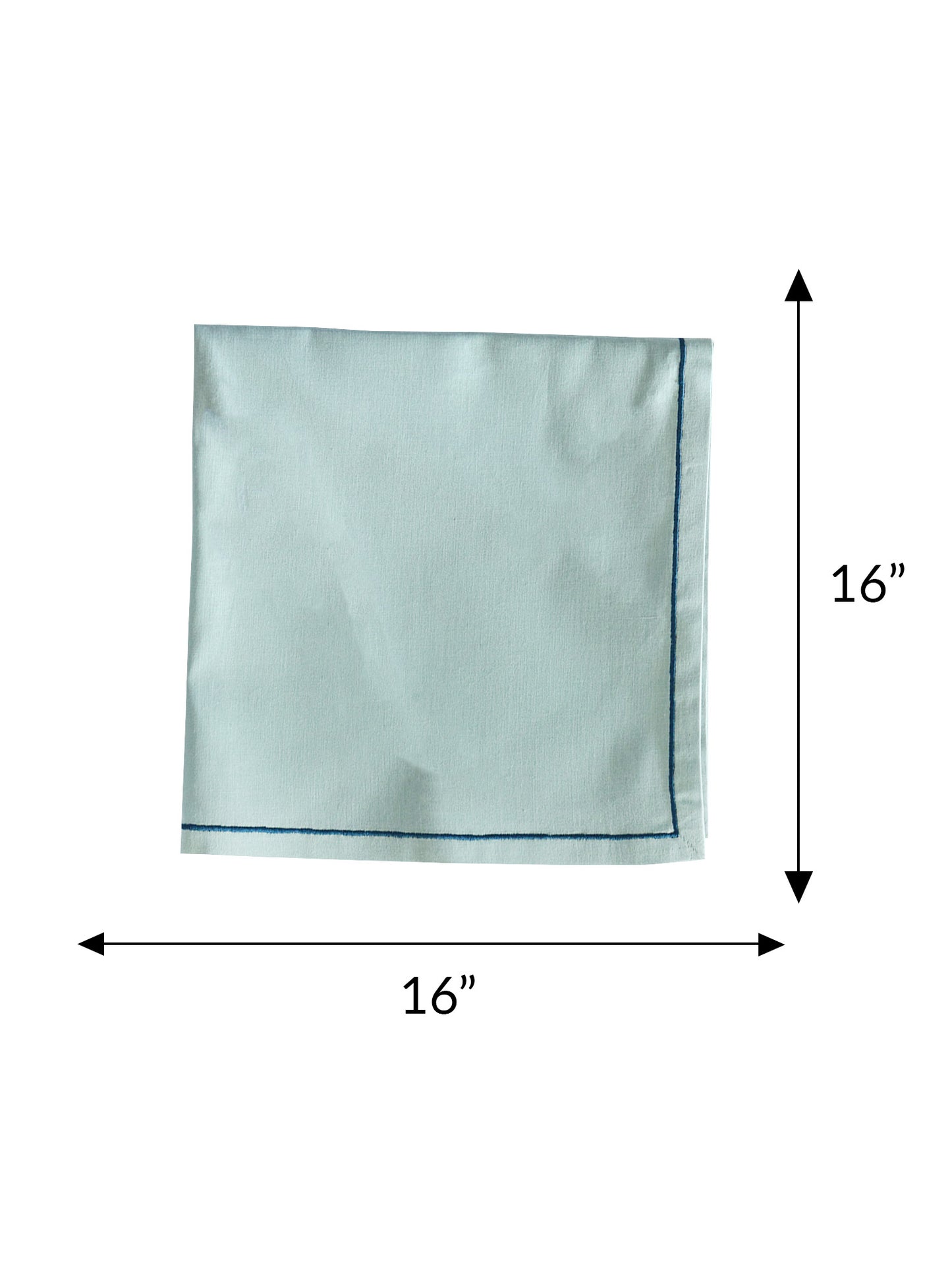 set of 6, embroidered napkins in blue - 16x16 inch