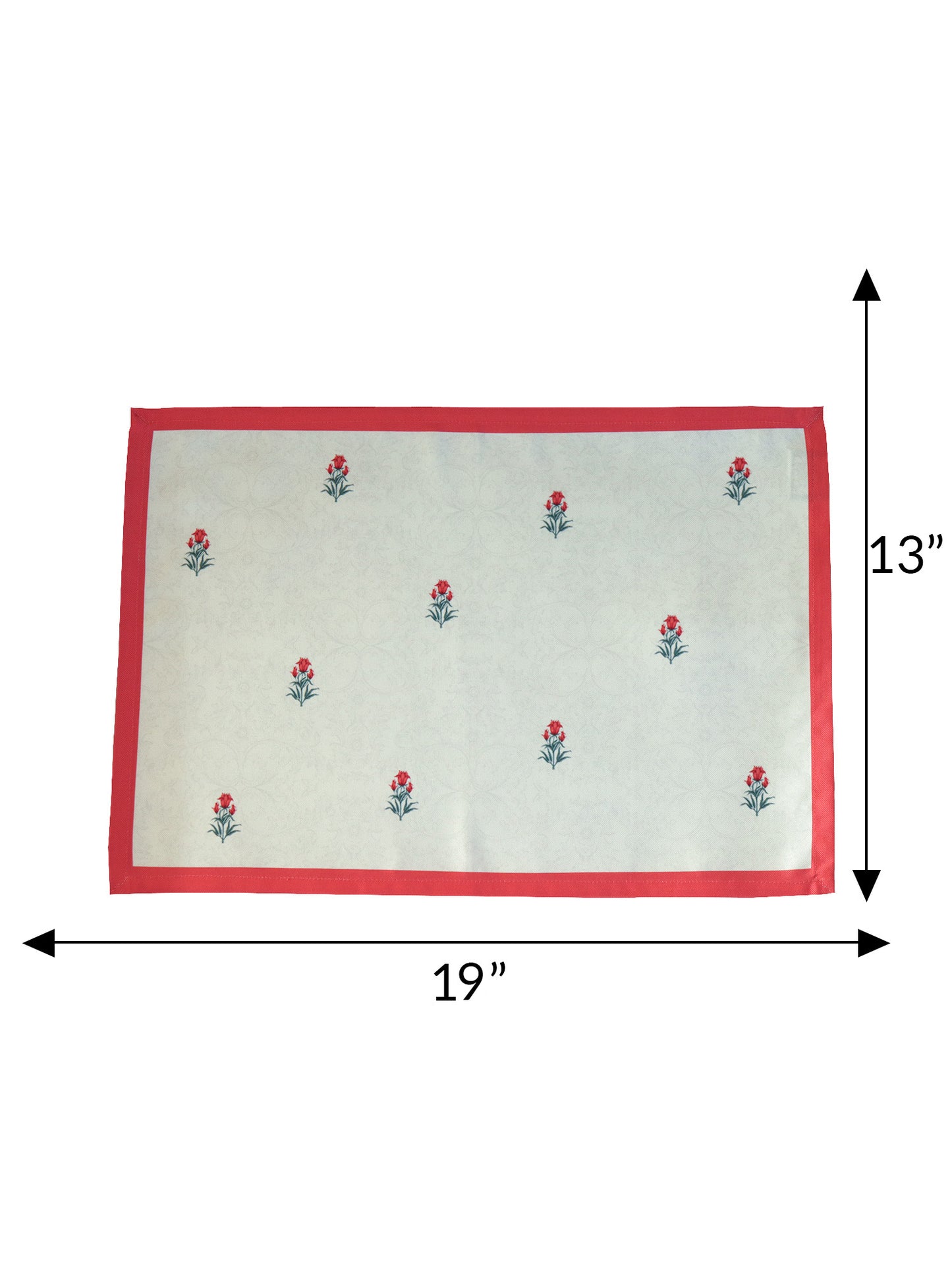 Printed Motif Tablemats and Napkins Set Polycanvas - Multi Colour Set of 6 Mats 13x19 in & 6 Napkins 16x16in