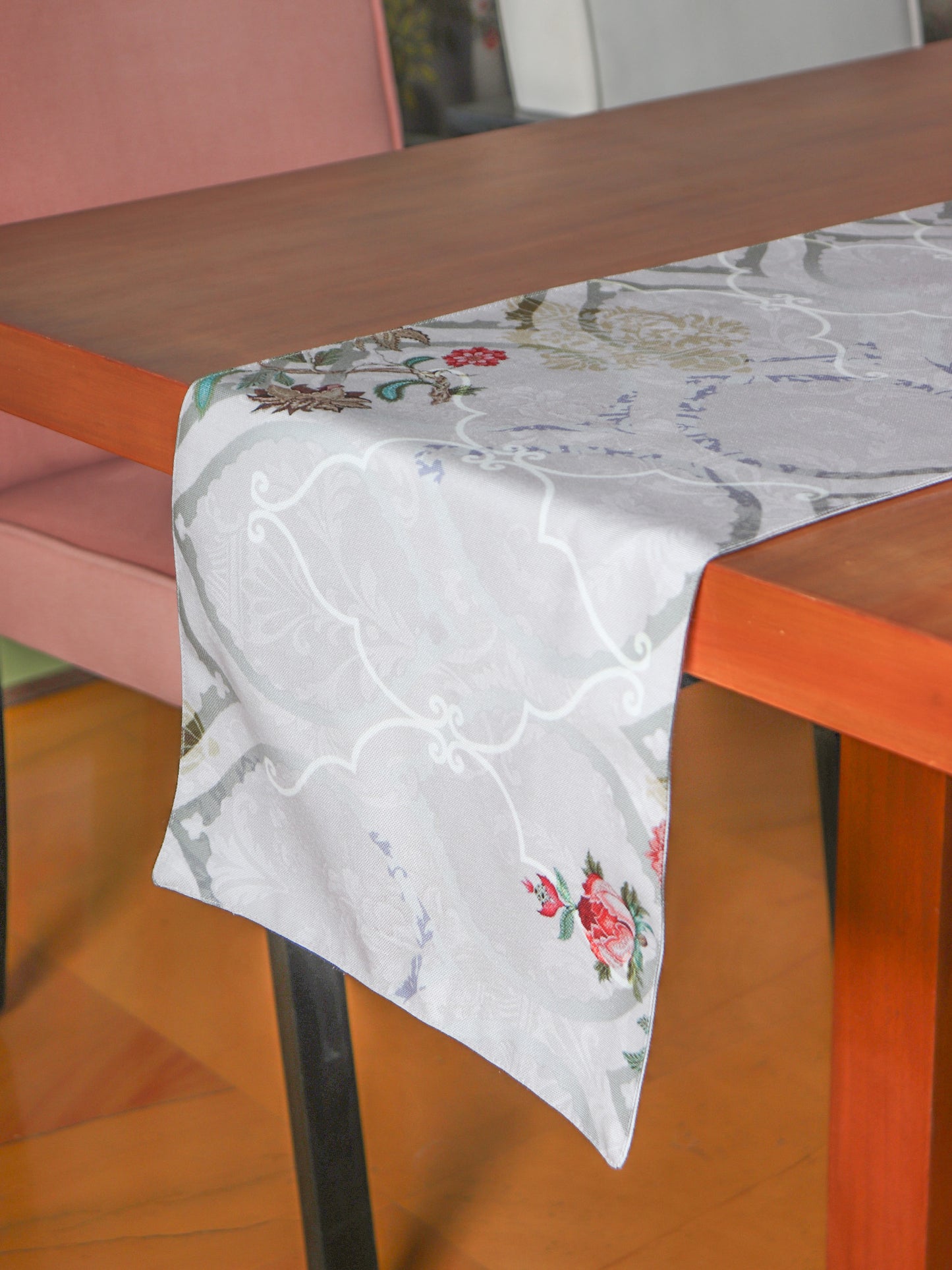 Table Runner with Hand Embroidery | Polycanvas - Blue Shade | 4 Seater/6 Seater Table Runner Cloth, Table Runner for Living Room, Dining Table - 30 cmsx210 cms; 12inches x 84inches