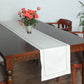 off white colored embroidered table runner golden embroidery on border for 6 seater table - 52x84 inches.
