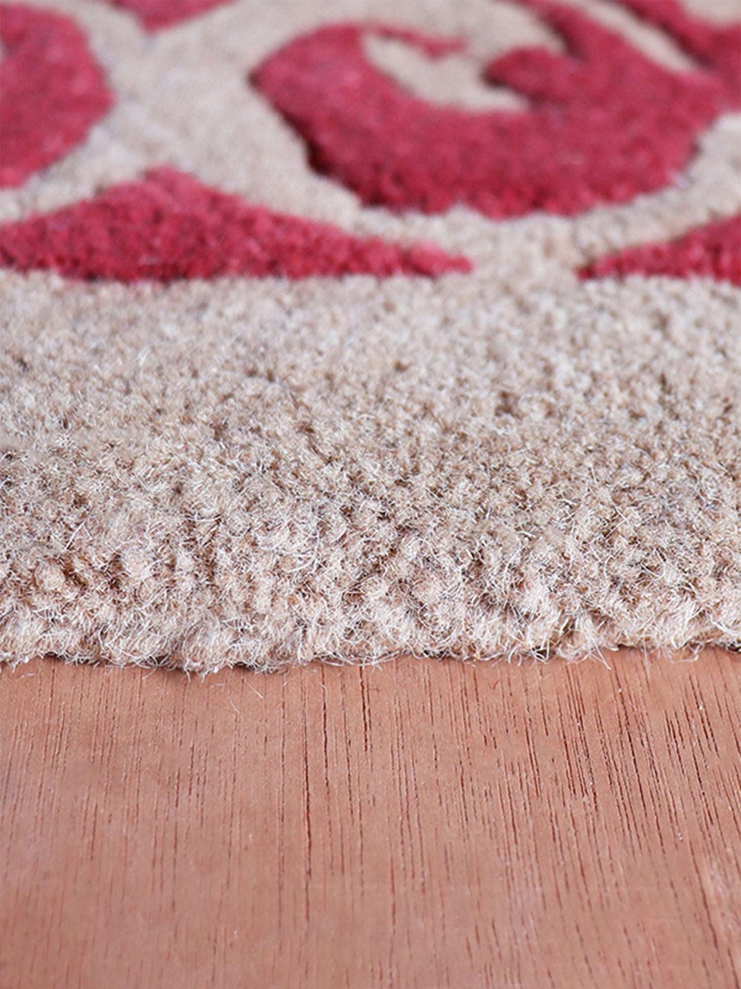 Carpet Hand Tufted 100% Woollen Beige And Red Bordered - 4ft x 6ft