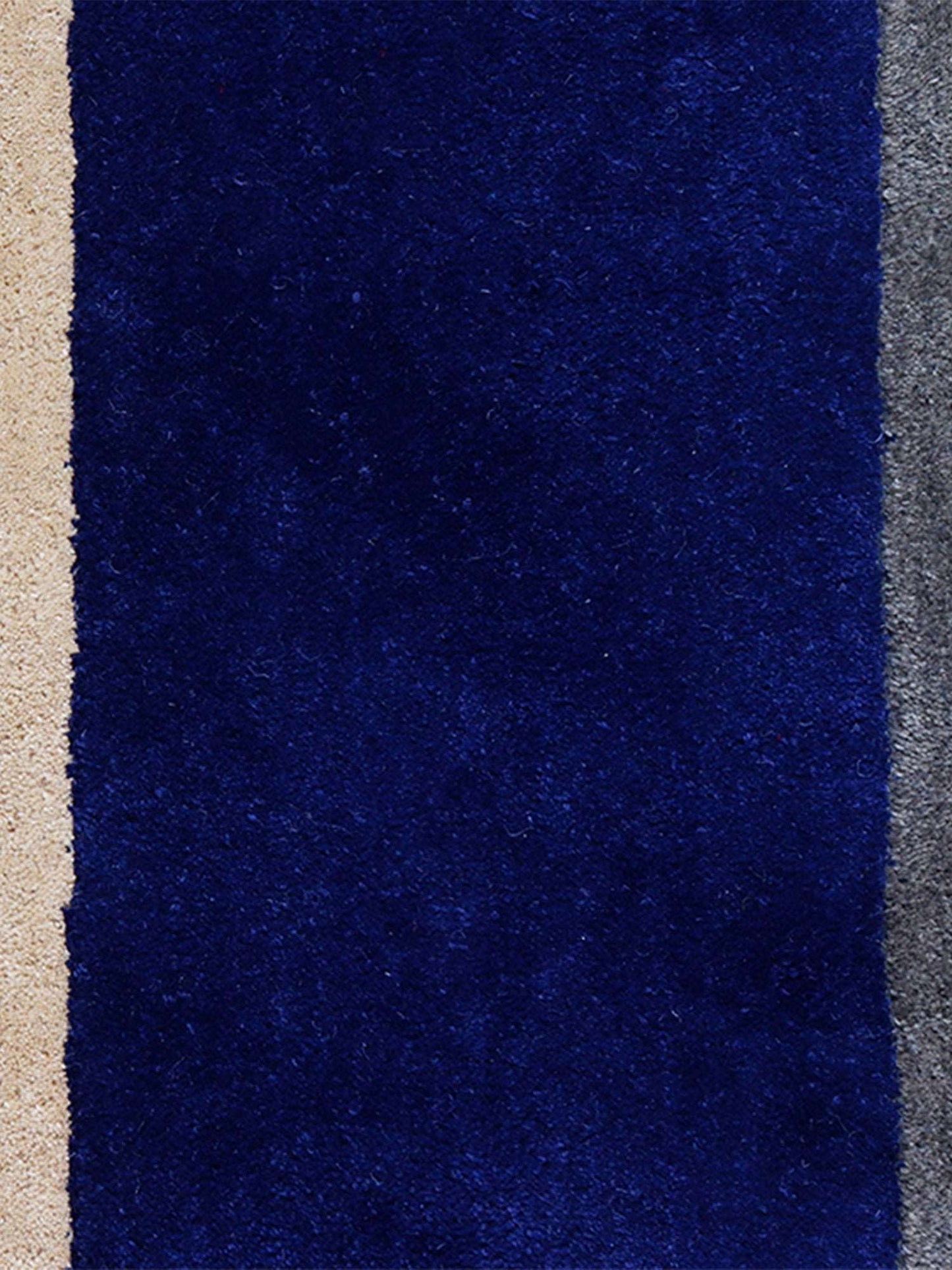 Carpet Hand Tufted 100% Woollen Off White Navy Grey Stripes Nautical - 4ft X 6ft