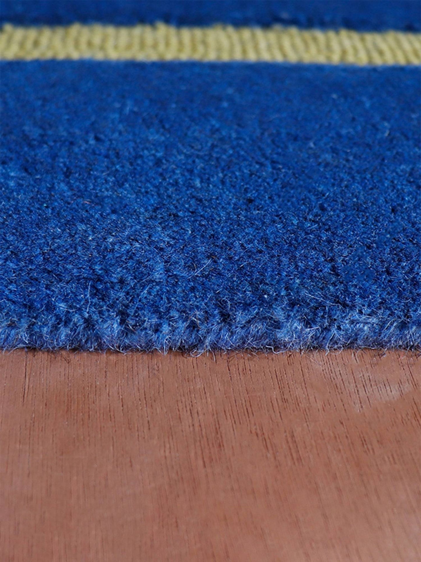 Carpet Hand Tufted 100% Woollen Blues Green Yellow Striped - 4ft X 6ft