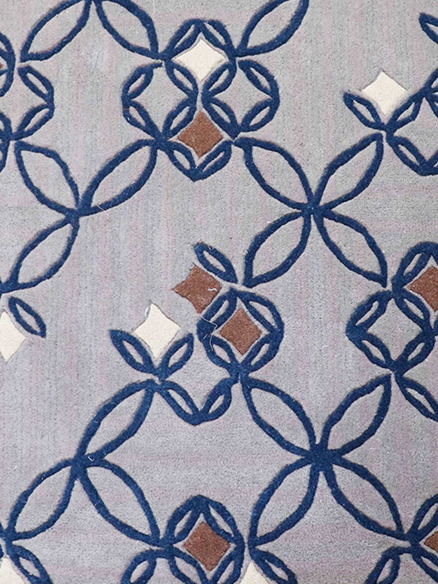 Carpet Hand Tufted 100% Woollen Geometric Floral Grey - 4ft X 6ft