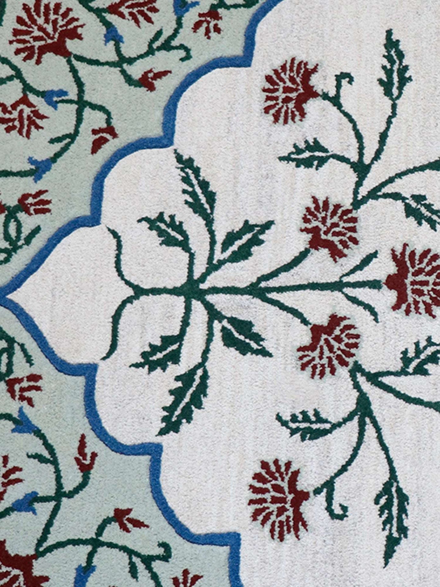 Carpet Hand Tufted 100% Woollen Mushroom, Rust And Aqua - 4ft X 6ft