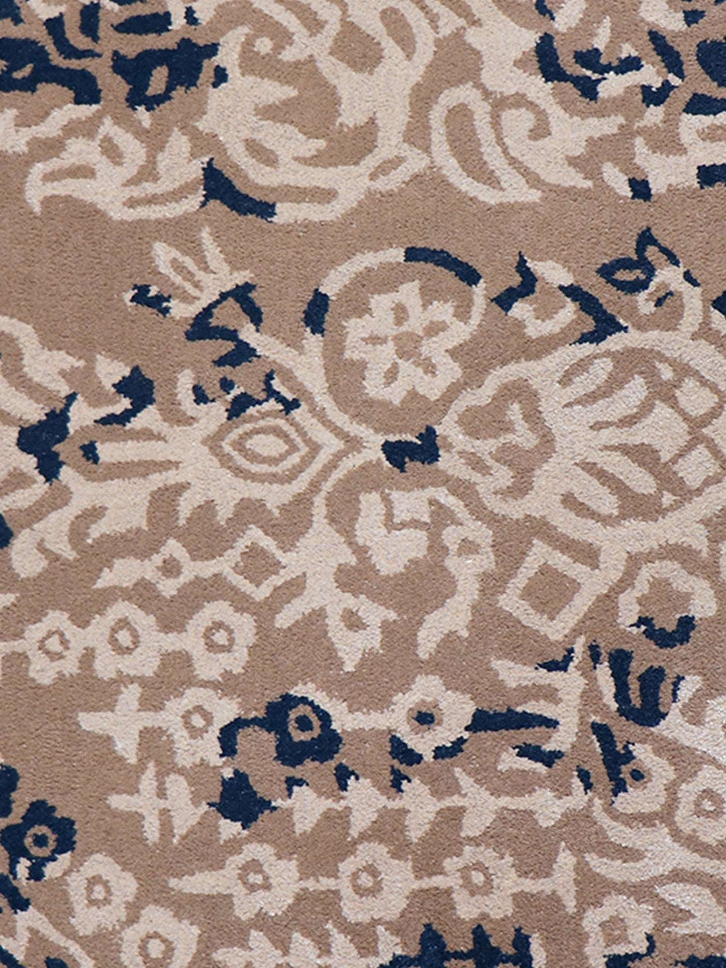 Carpet Hand Tufted 100% Woollen Mushroom, Rust And Aqua - 4ft X 6ft