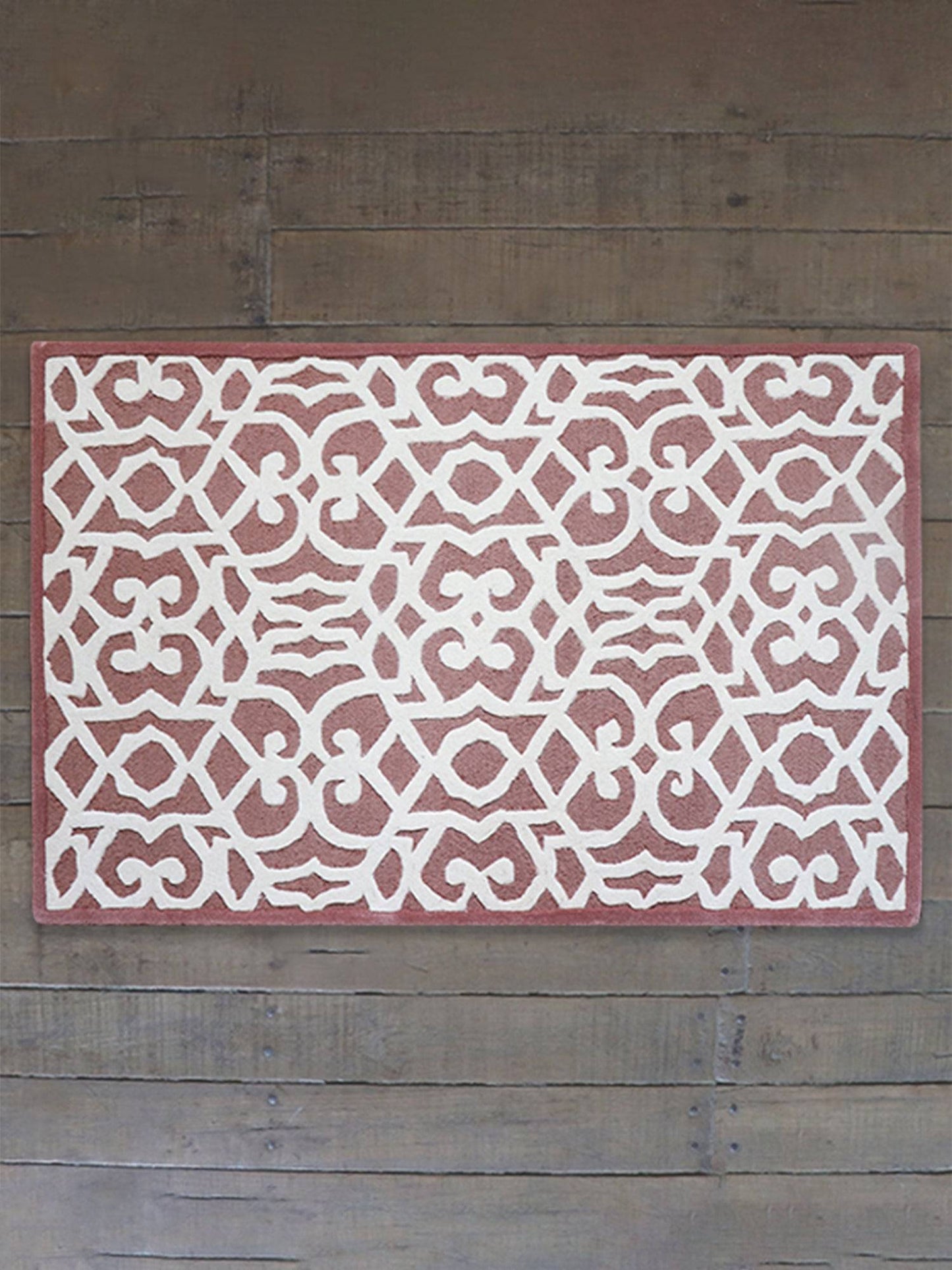 Carpet Hand Tufted 100% Woollen White Rose Trellis - 4ft X 6ft