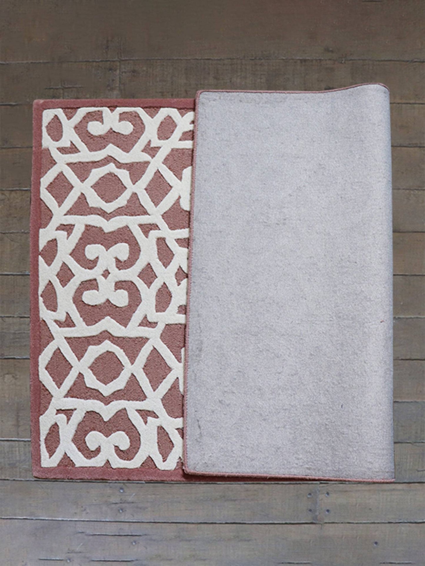 Carpet Hand Tufted 100% Woollen White Rose Trellis - 4ft X 6ft