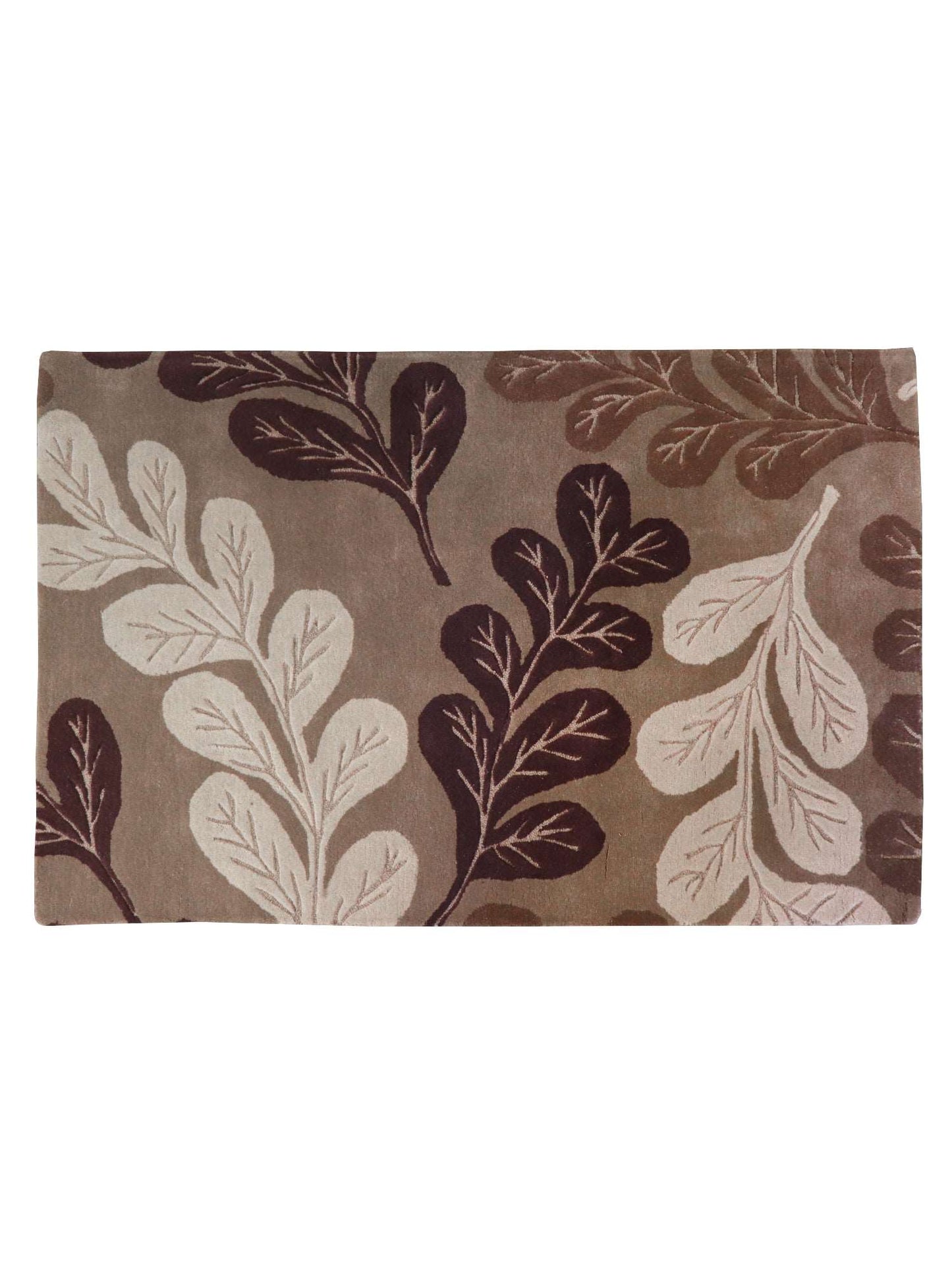 Carpet Hand Tufted 100% Woollen Floral Brown Grey - 4 X 6 Feet