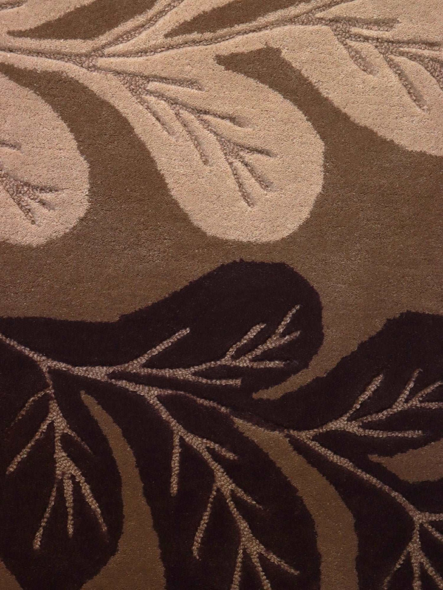 Carpet Hand Tufted 100% Woollen Floral Brown Grey - 4 X 6 Feet