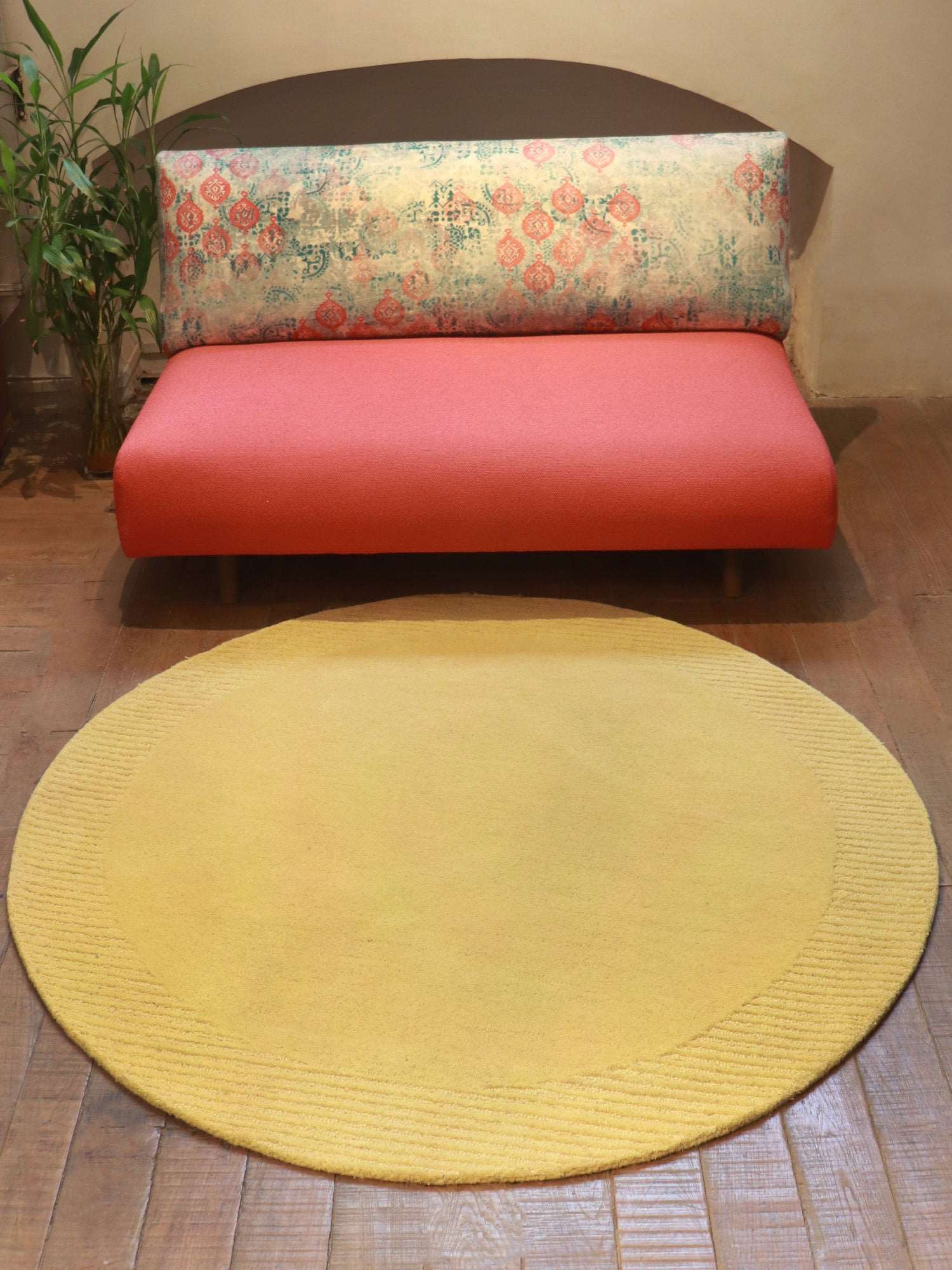 Carpet Hand Tufted 100% Woollen Solid Yellow - 5 X 5 Feet