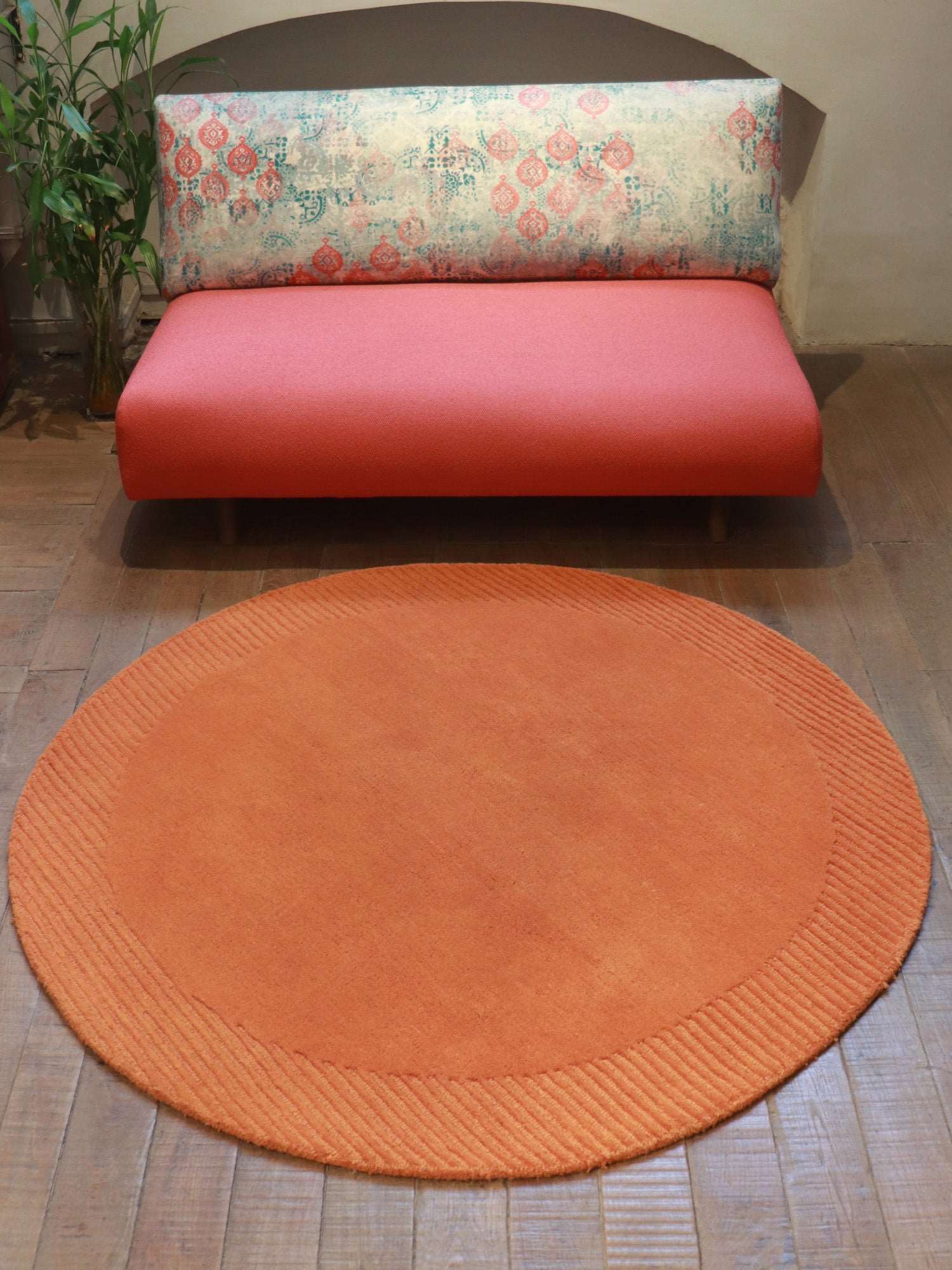 Carpet Hand Tufted 100% Woollen Solid Orange - 5 X 5 Feet