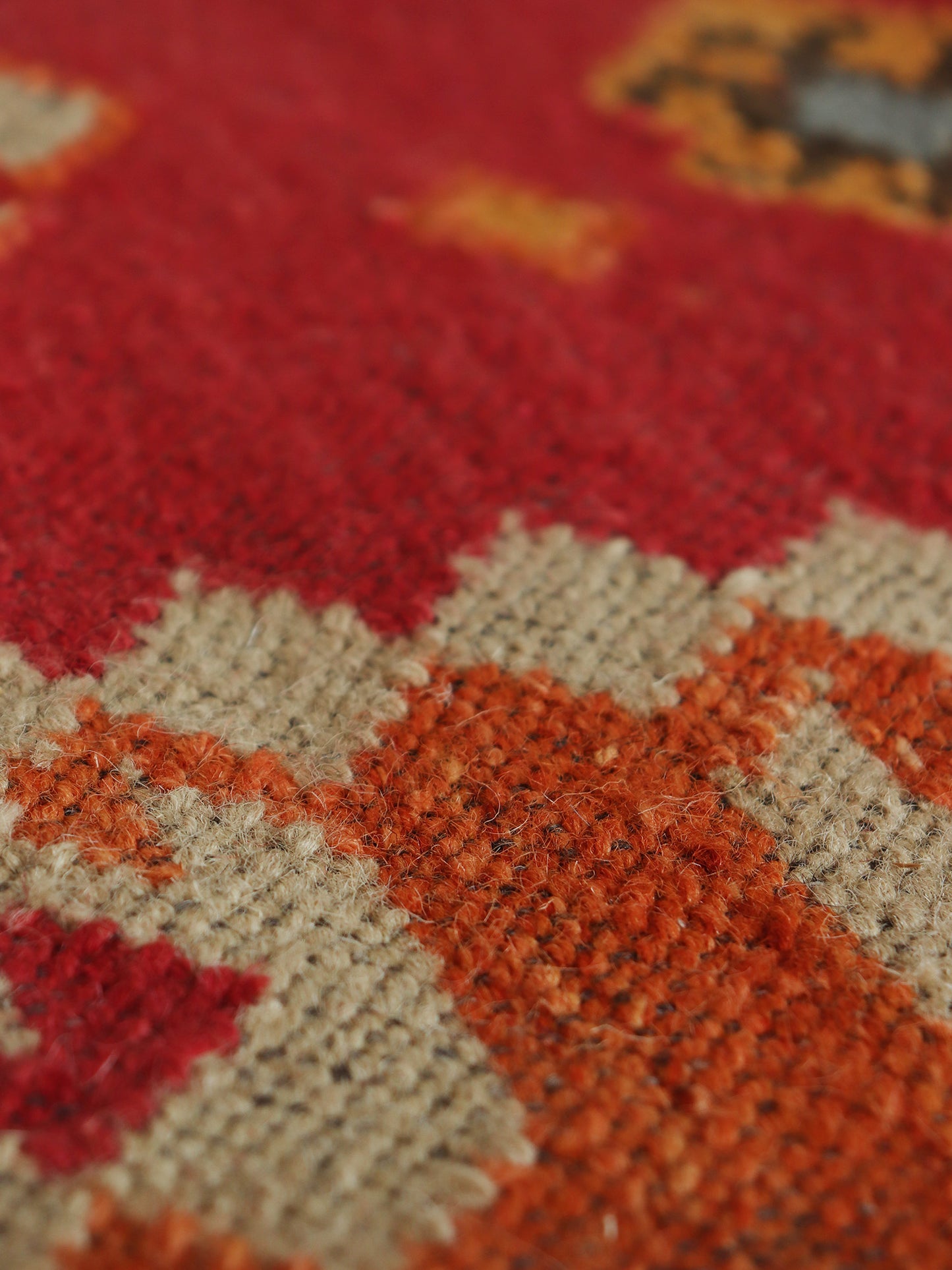 Dhurrie Handwoven Wollen for Floor, Living Room & Bedroom | Red - 3x5 feet