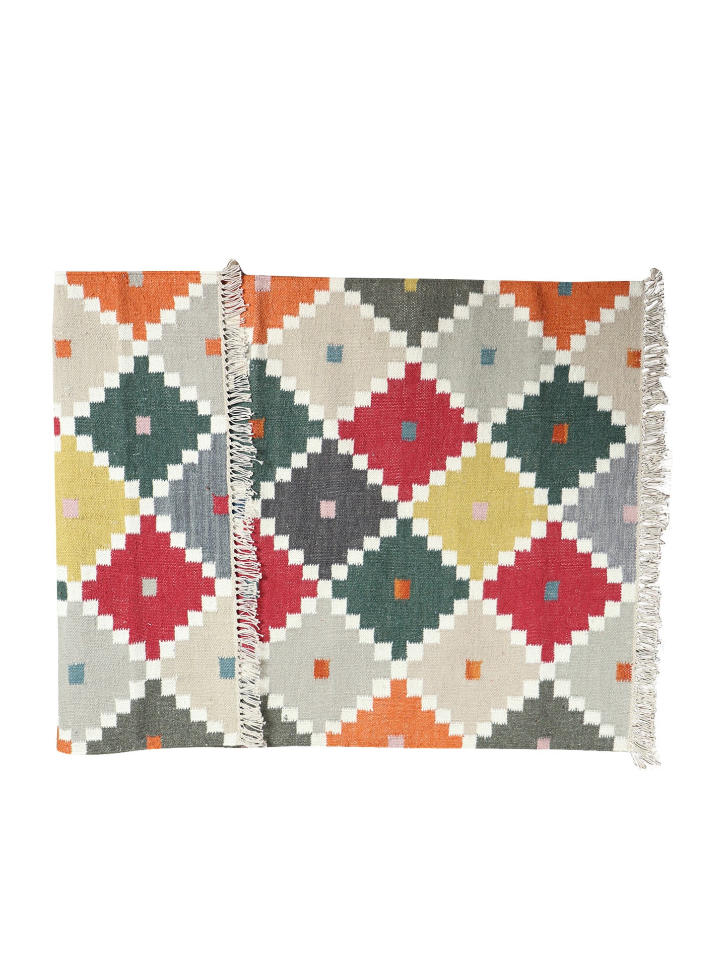 Dhurrie Handwoven Wollen for Floor, Living Room & Bedroom | Multicolor - 3x5 feet