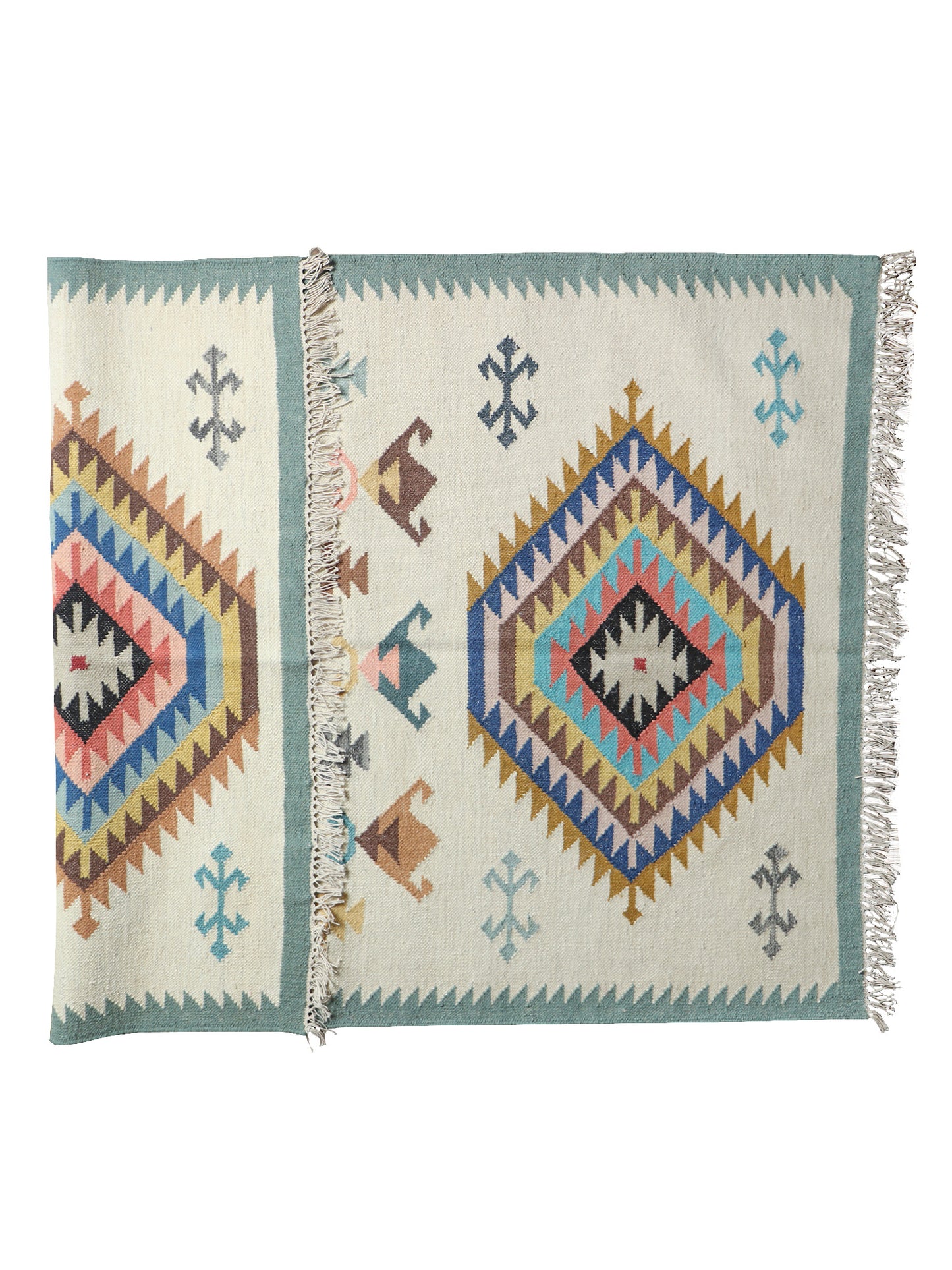 Dhurrie Handwoven Wollen for Floor, Living Room & Bedroom | Multicolor - 3x5 feet