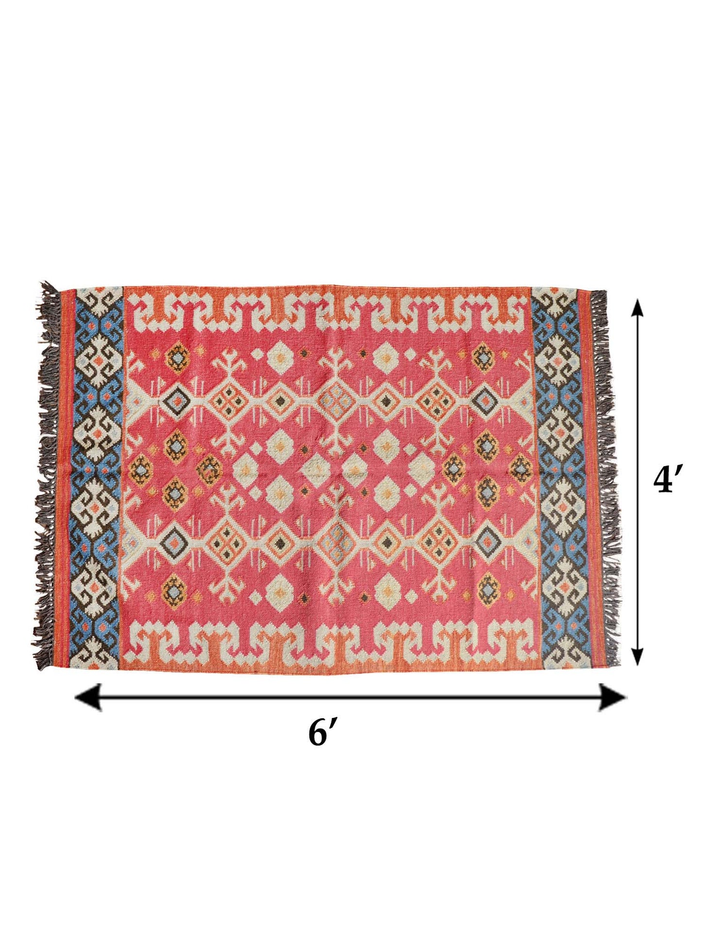 Dhurrie Handwoven Wollen for Floor, Living Room & Bedroom | Multicolor - 4x6 feet