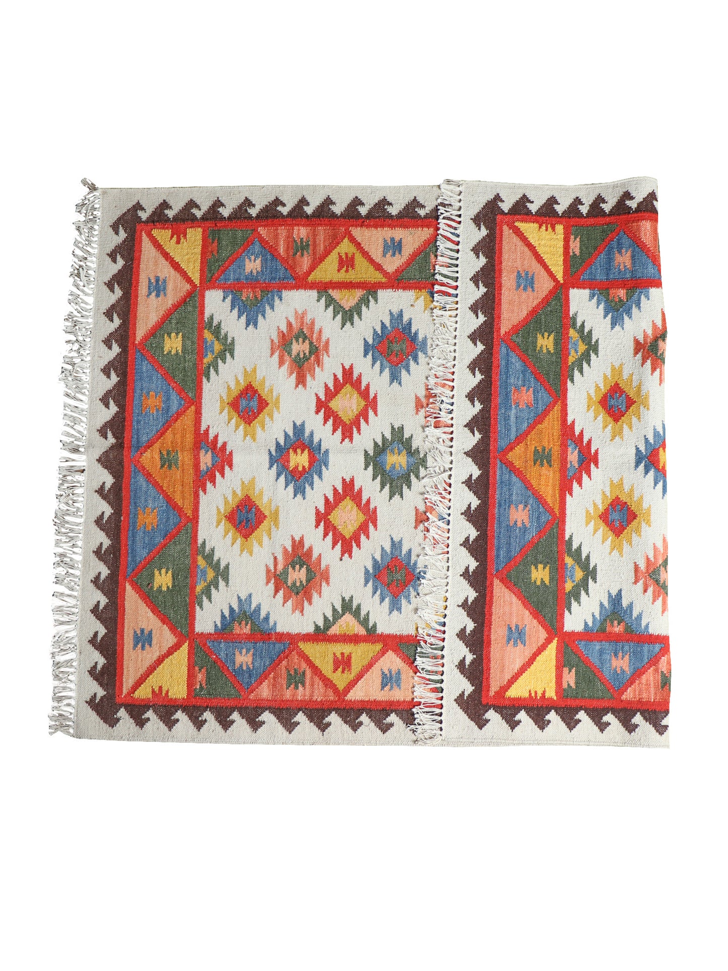 Dhurrie Handwoven Wollen for Floor, Living Room & Bedroom | Multicolor - 4x6 feet