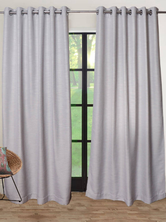 set of 2 door curtain with eyelet in grey color - 7 feet, 54x84 inch