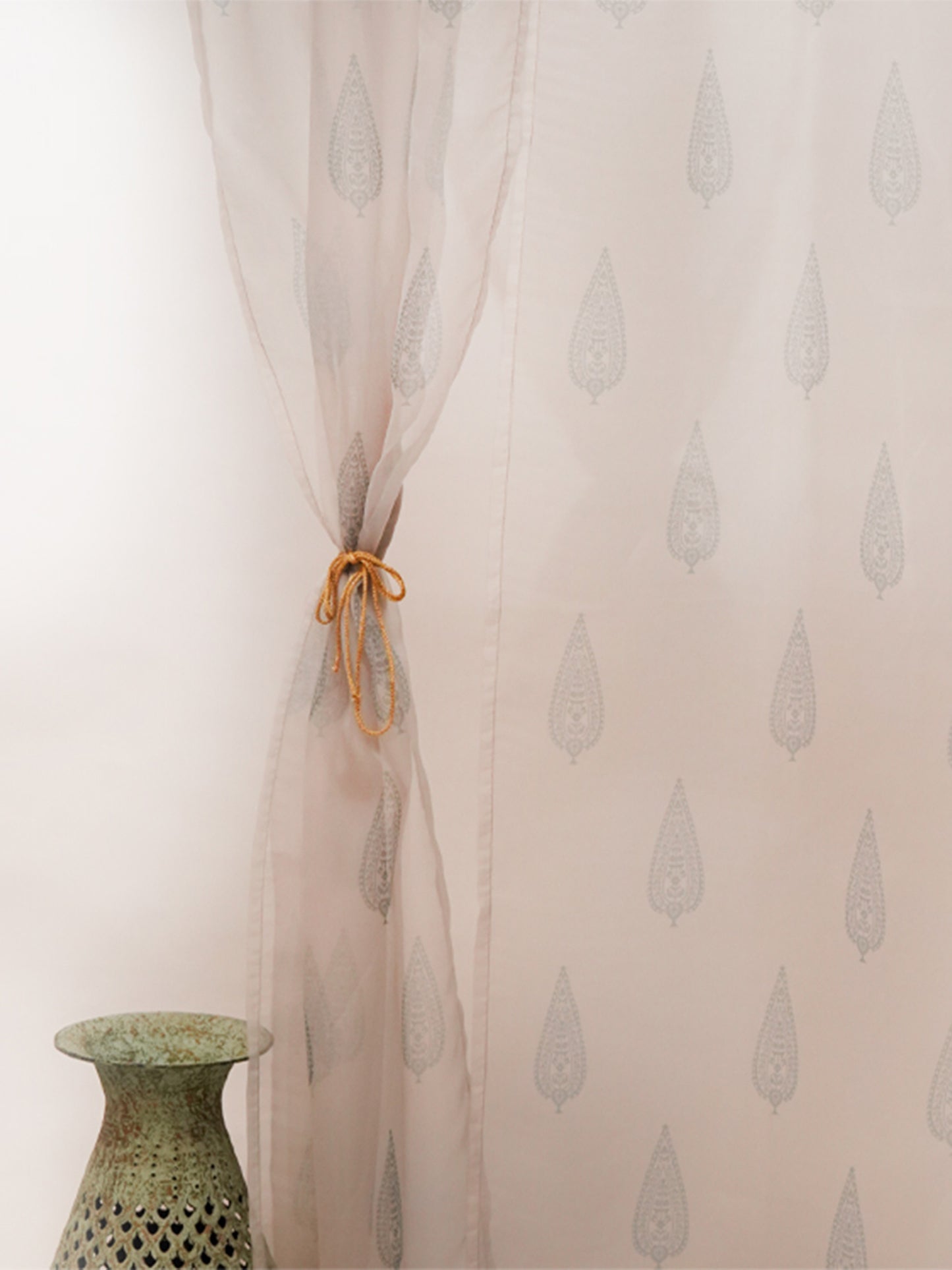 Door Transparent Sheer Curtain Polyester Antique Multi Color - 54" X 90"