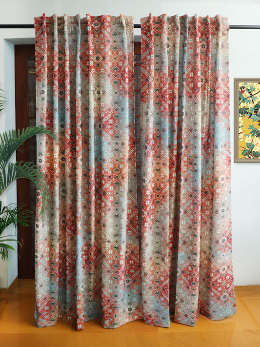 set of 2 door curtain for bedroom with hidden loop - 7 feet, 50x84 inch