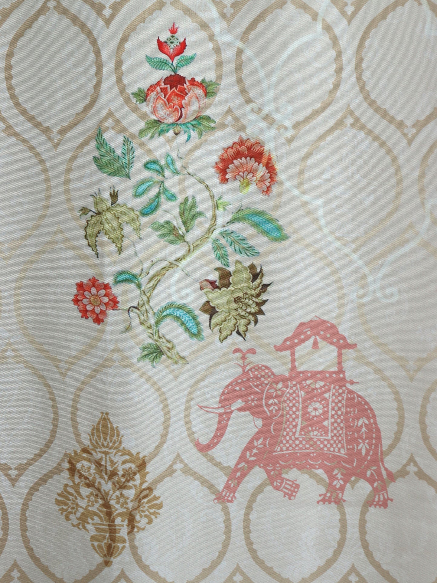 Door Curtain Cotton Blend Mughal Garden Printed in Beige Color - 50" x 84" (Pack of 2)(Hidden Loop)