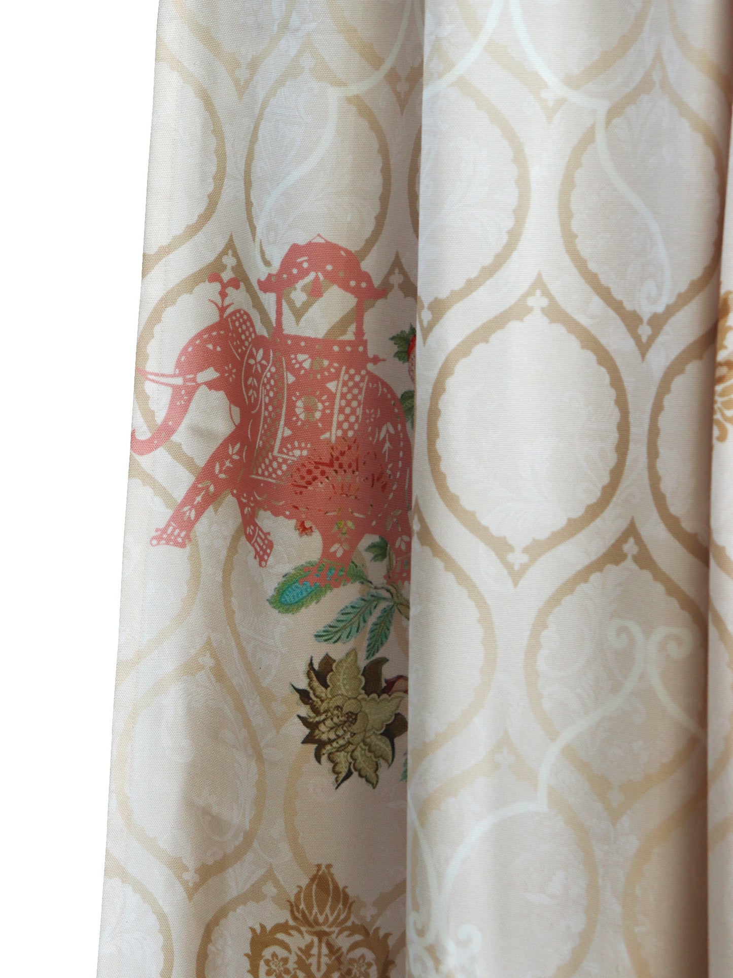 Door Curtain Cotton Blend Mughal Garden Printed in Beige Color - 50" x 84" (Pack of 2)(Hidden Loop)