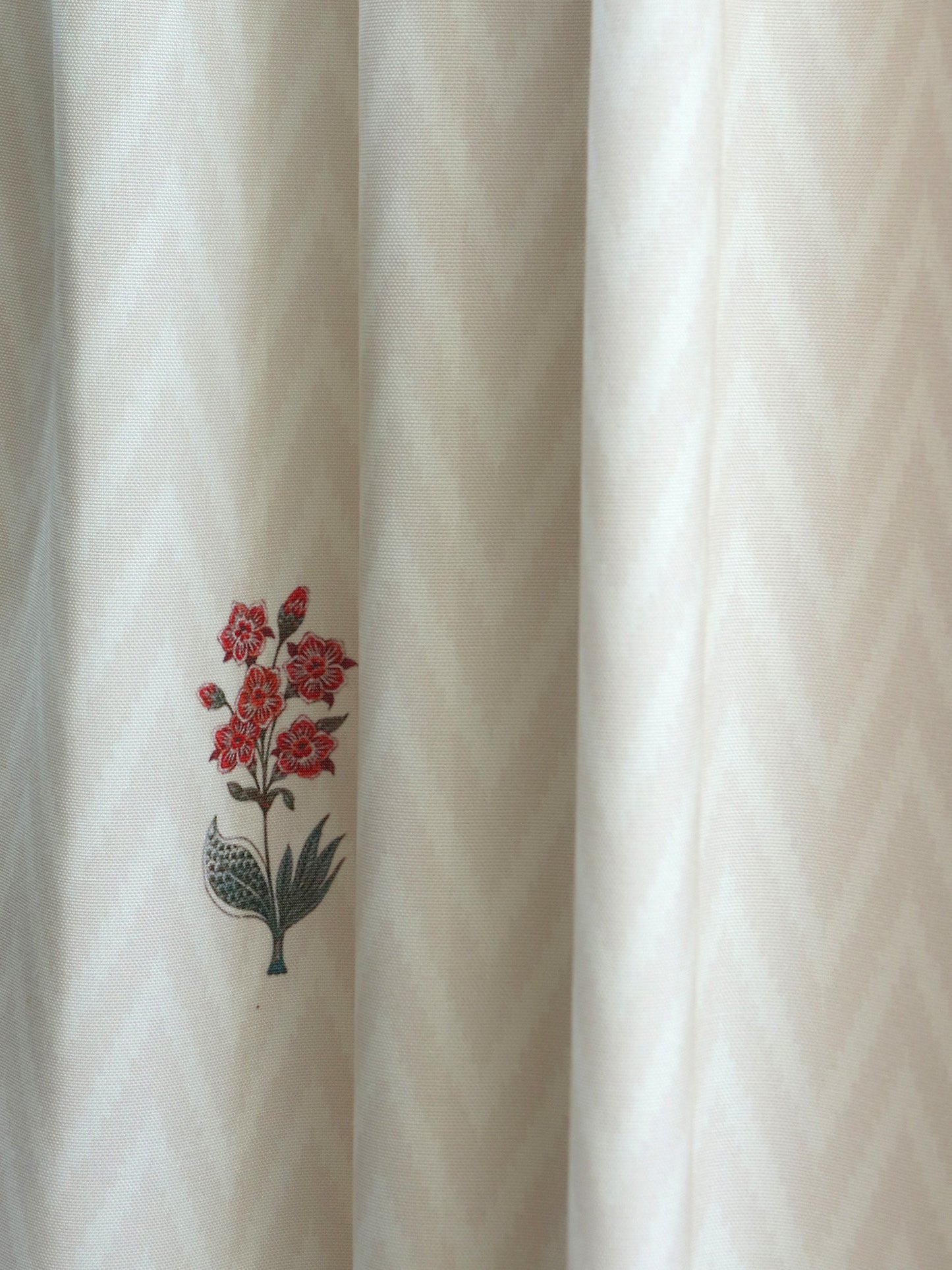 closeup of floral printed on blackout door curtains, 7feet, 50x84 inch