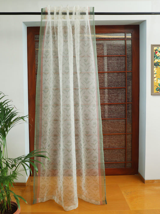 Organza Sheer Curtain Floral Printed (Hidden Loop) - 50" x 80"