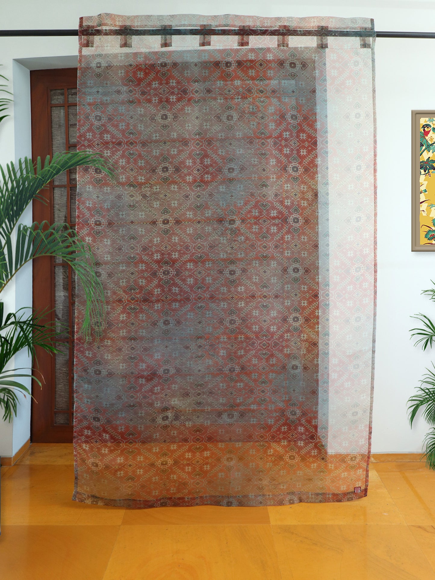 Organza Sheer Curtain Abstract Printed - 50" x 80" (Pack of 1)(Hidden Loop)