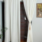 Door Curtain with Patchwork Cotton Solid White - 52" X 90" (Hidden Loop) (7.5ft)