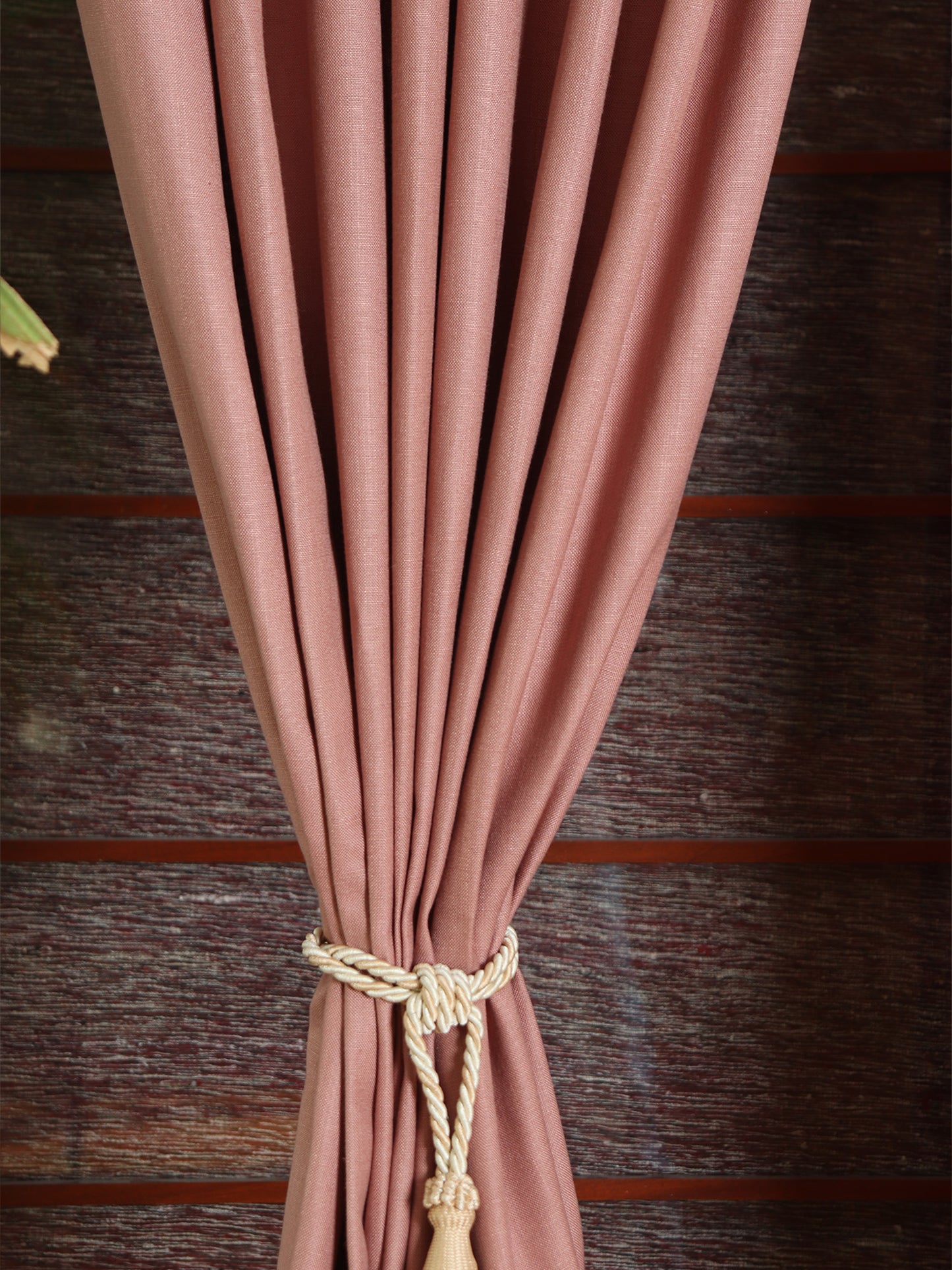 Door Curtain Cotton Blend Solid Coral - 52" X 84" (Hidden Loop) (7ft)