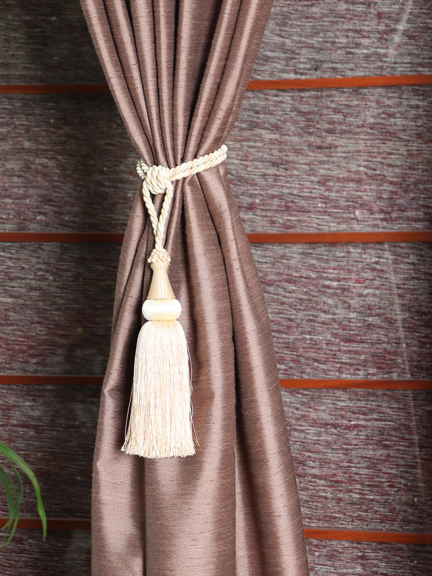 Door Curtain Cotton Blend Solid Brown - 52" X 84" (Hidden Loop) (7ft)