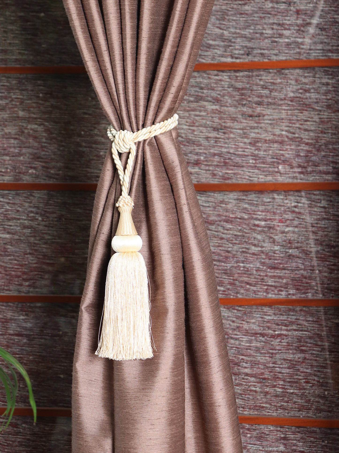 Door Curtain Cotton Blend Solid Brown - 52" X 84" (Hidden Loop)