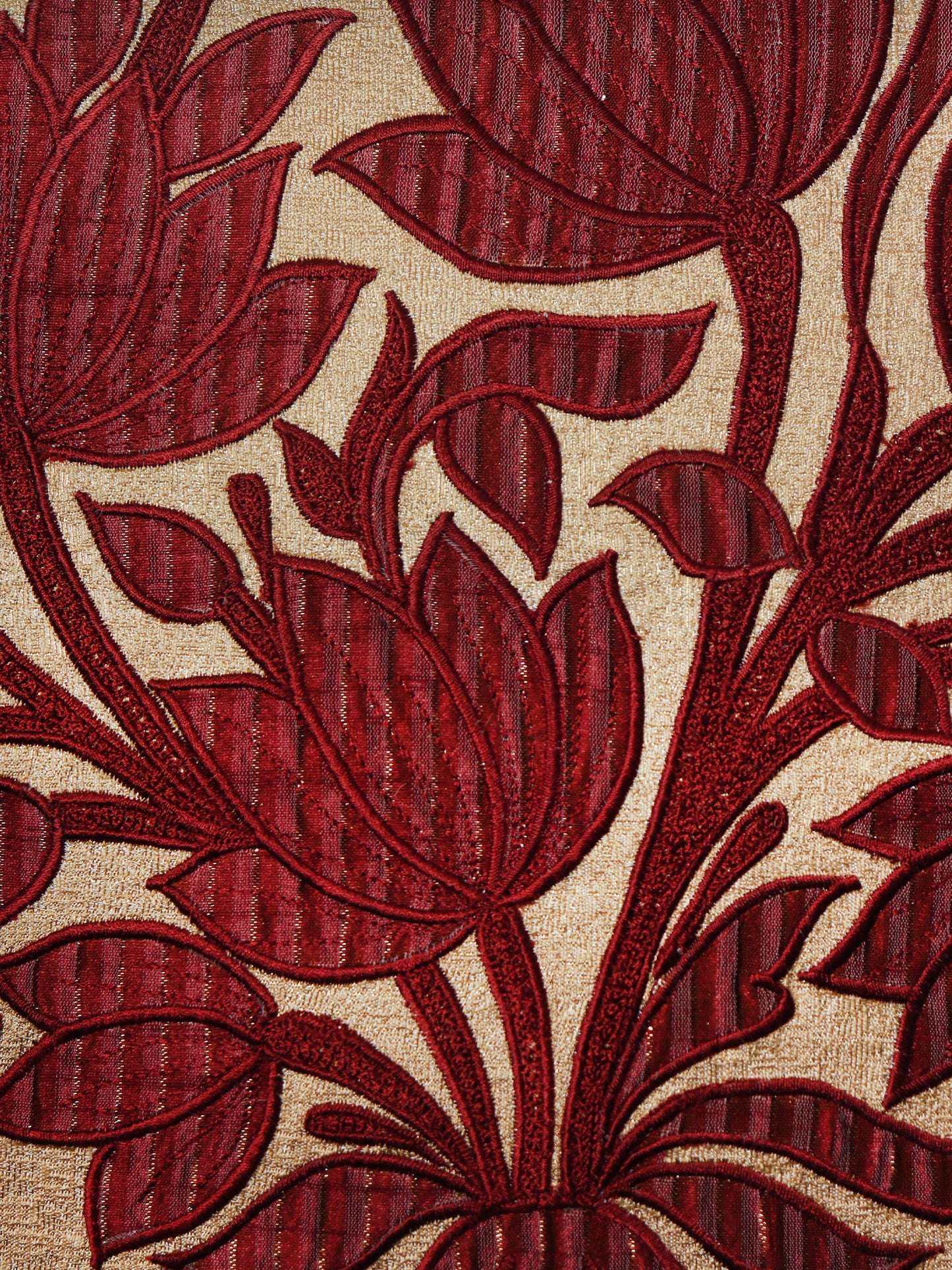 Cushion Cover for Sofa, Bed | Varanasi Silk with Floral Embroidery | Golden - 16x16in(40x40cm) (Pack of 1)