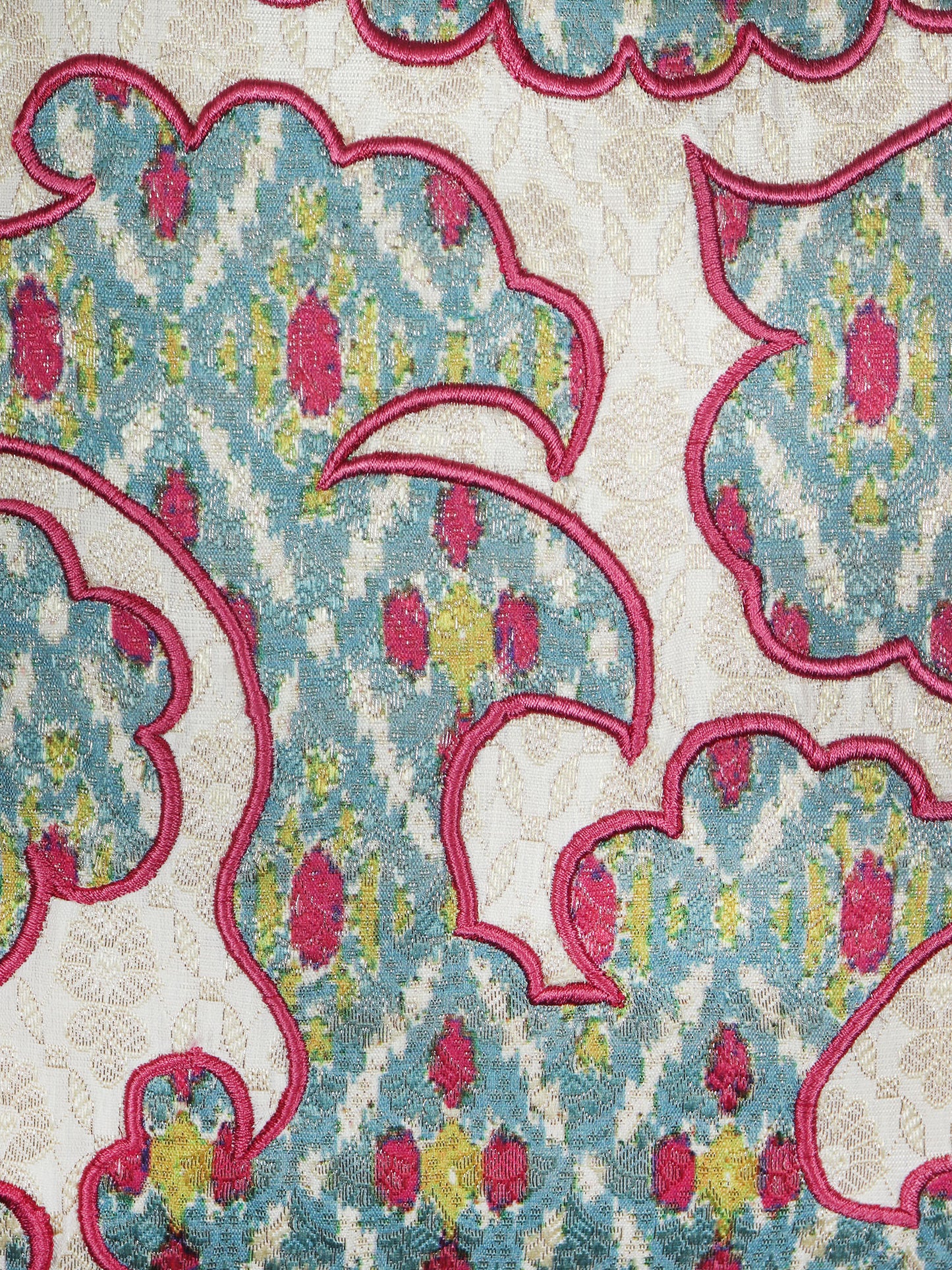 Cushion Cover for Sofa, Bed | Varanasi Silk with Floral Embroidery | White and Blue - 16x16in(40x40cm) (Pack of 1)